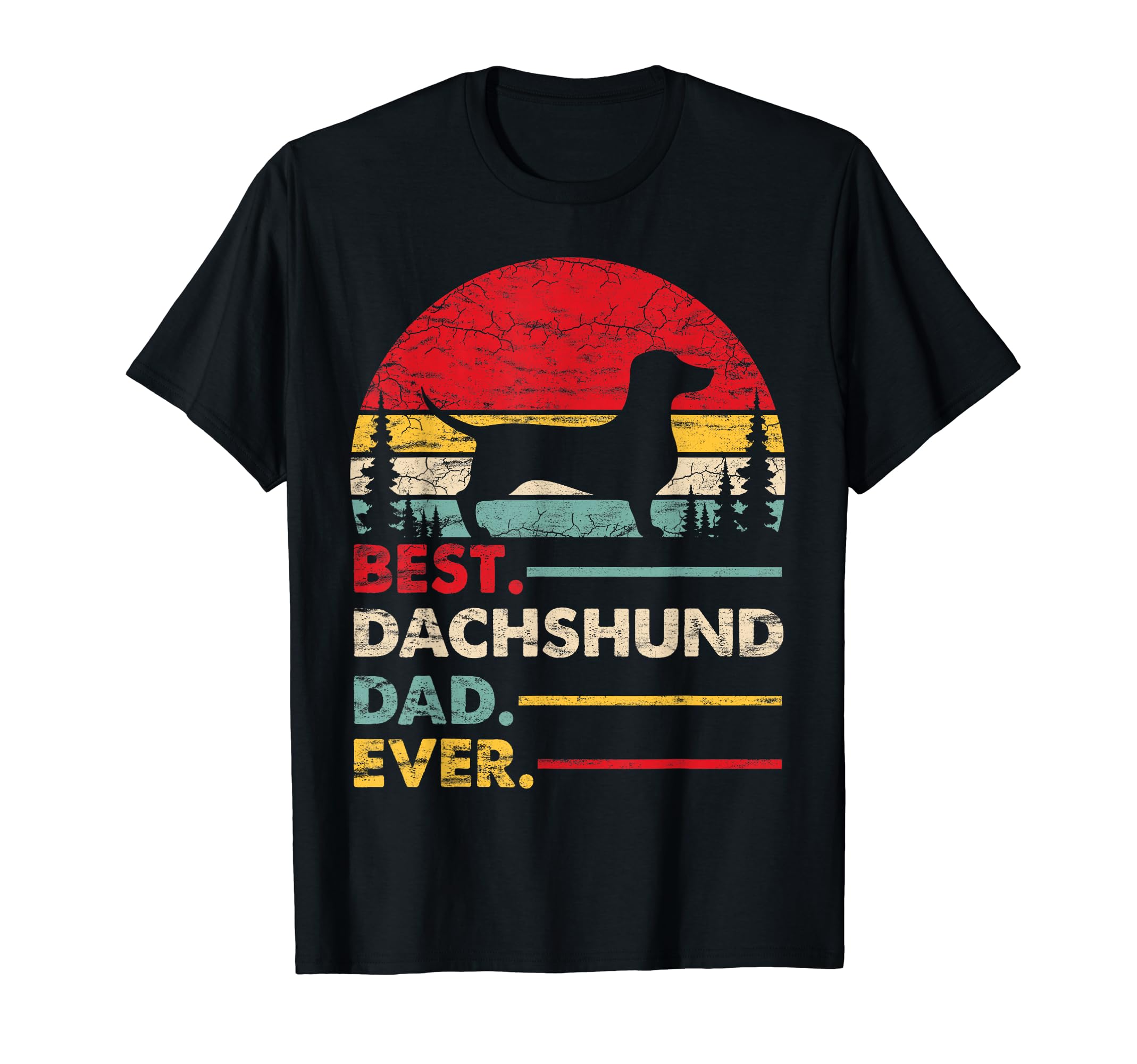 Dachshund Best Dad Ever Gift Dog Vintage Retro Men T-Shirt