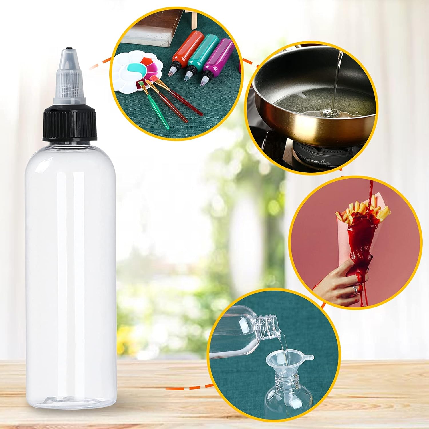 32 Pack 4oz Boston Dispensing Bottle Empty Round LDPE Plastic Squeeze Dropper Bottles Squeeze Bottle with Twist Top Cap for Liquids Oils Art Crafts Kitchen Household - Image 3