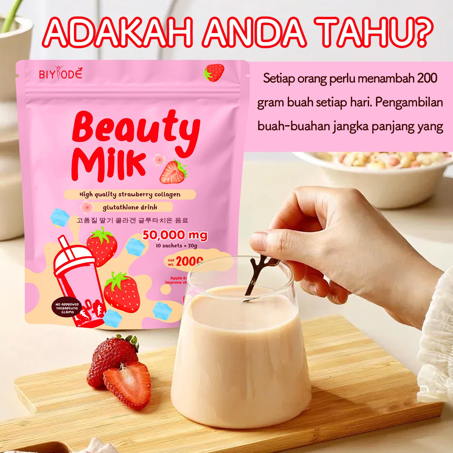 glutathione drink recipe BIYODE Beauty MiK High quality strawberry collagen glutathione drink 10  sachets x 20g : Amazon.co.za: Health & Household