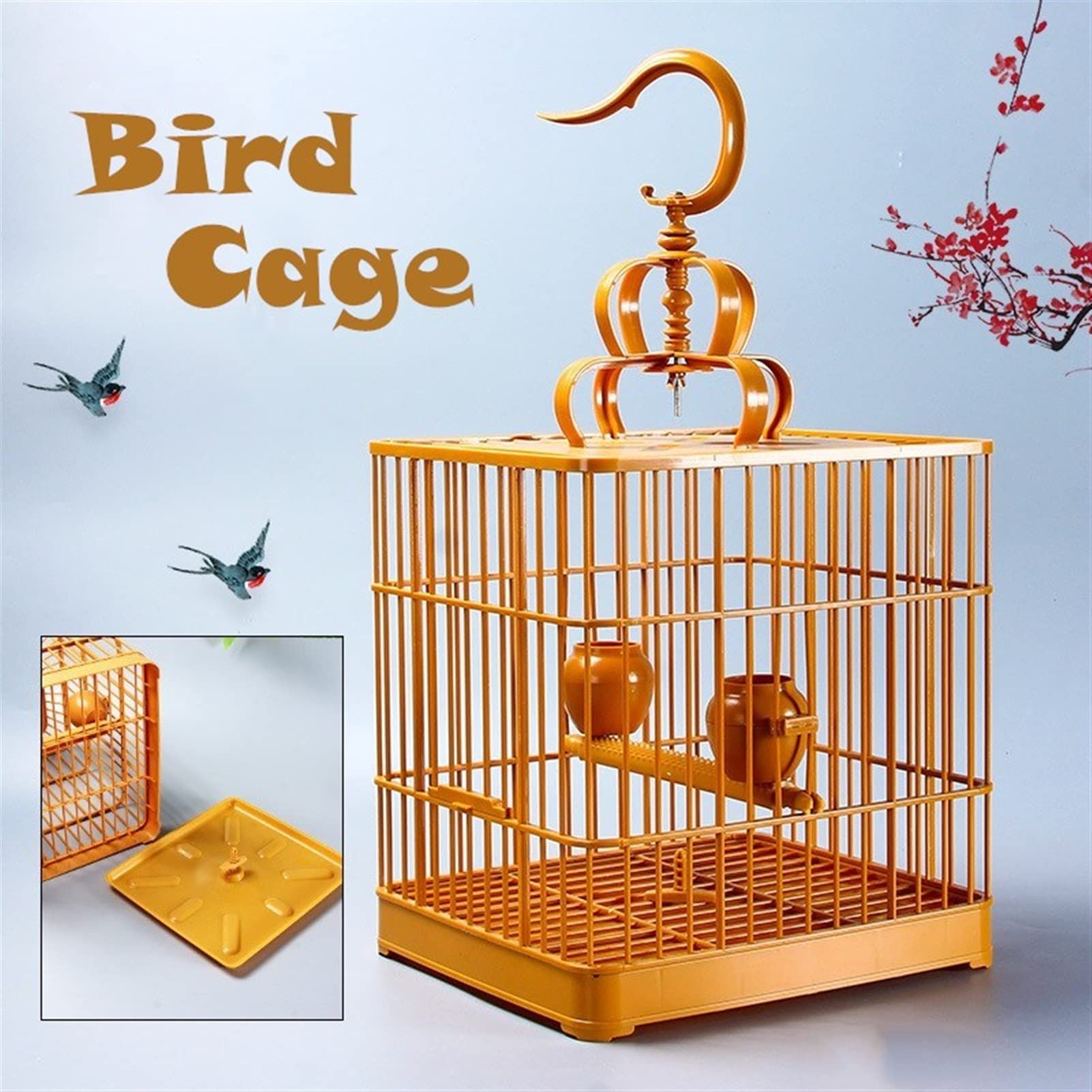 Canarios Jaula Mascota Jerarquía de Jaula de Jaula de pájaro Desmontable portátil for Loros Mynah Birdcage con Tazas de alimentación Accesorios for pájaros pequeños Jaulas para Loros