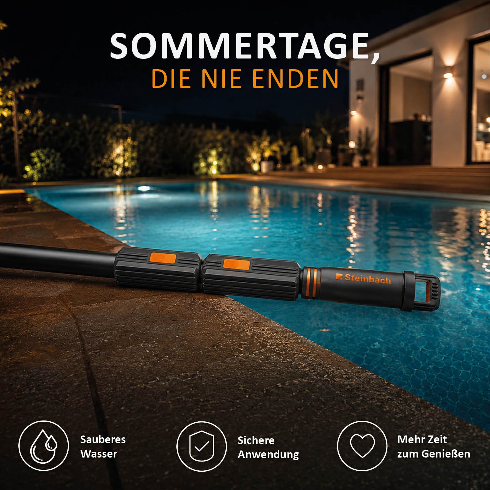 STEINBACH Teleskopstange Premium - H31002Z - Gesamtlänge 460 cm - hochwertige Aluminium-Teleskopstange mit 3 Auszugslängen 147,5/156,5/171 cm - präzise Längenverstellung - breiter Kunststoffgriff
