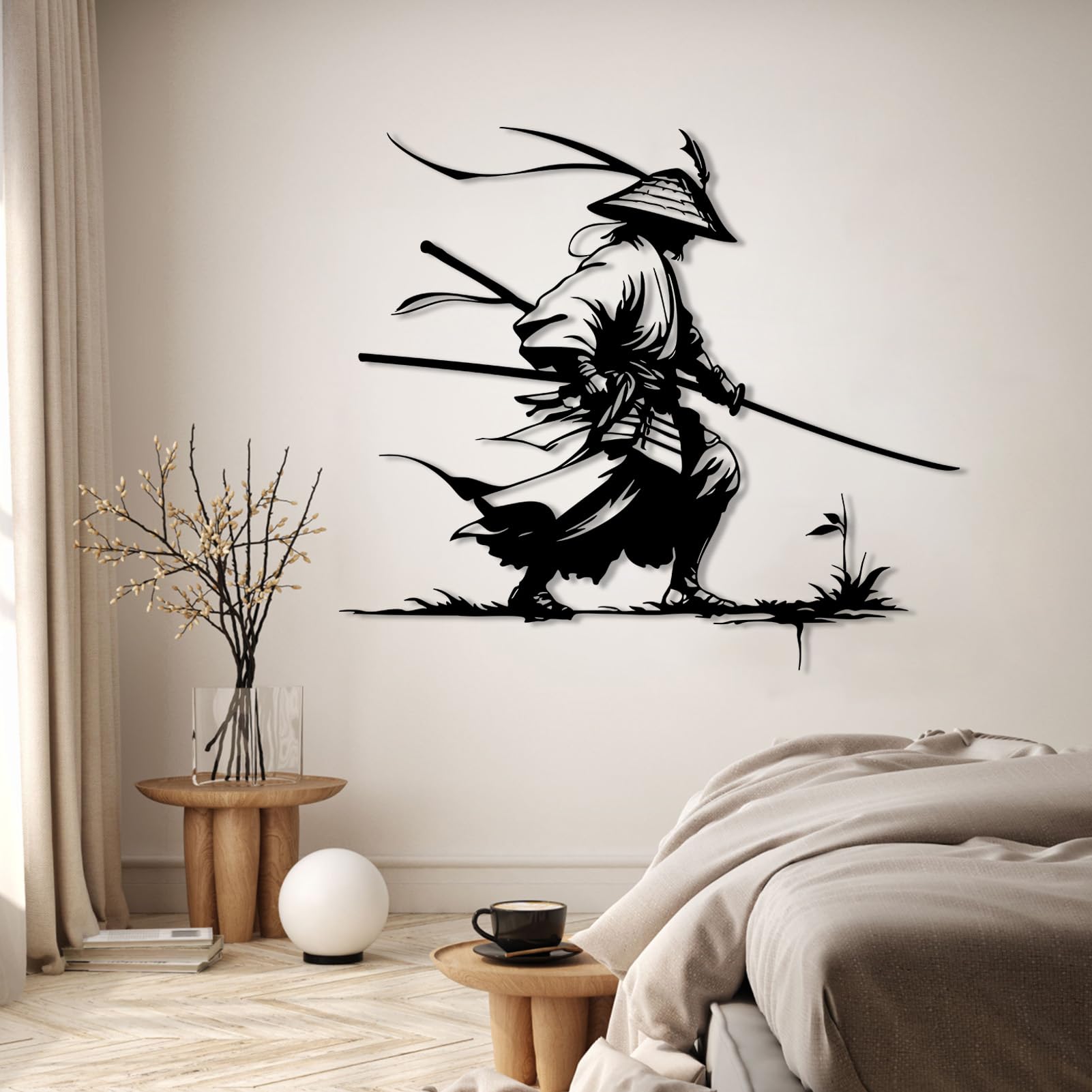 Arte de Pared de Metal samurái, decoración Japonesa, Guerrero Ninja, Regalos para Amantes de Japón, decoración de Sala de Estar