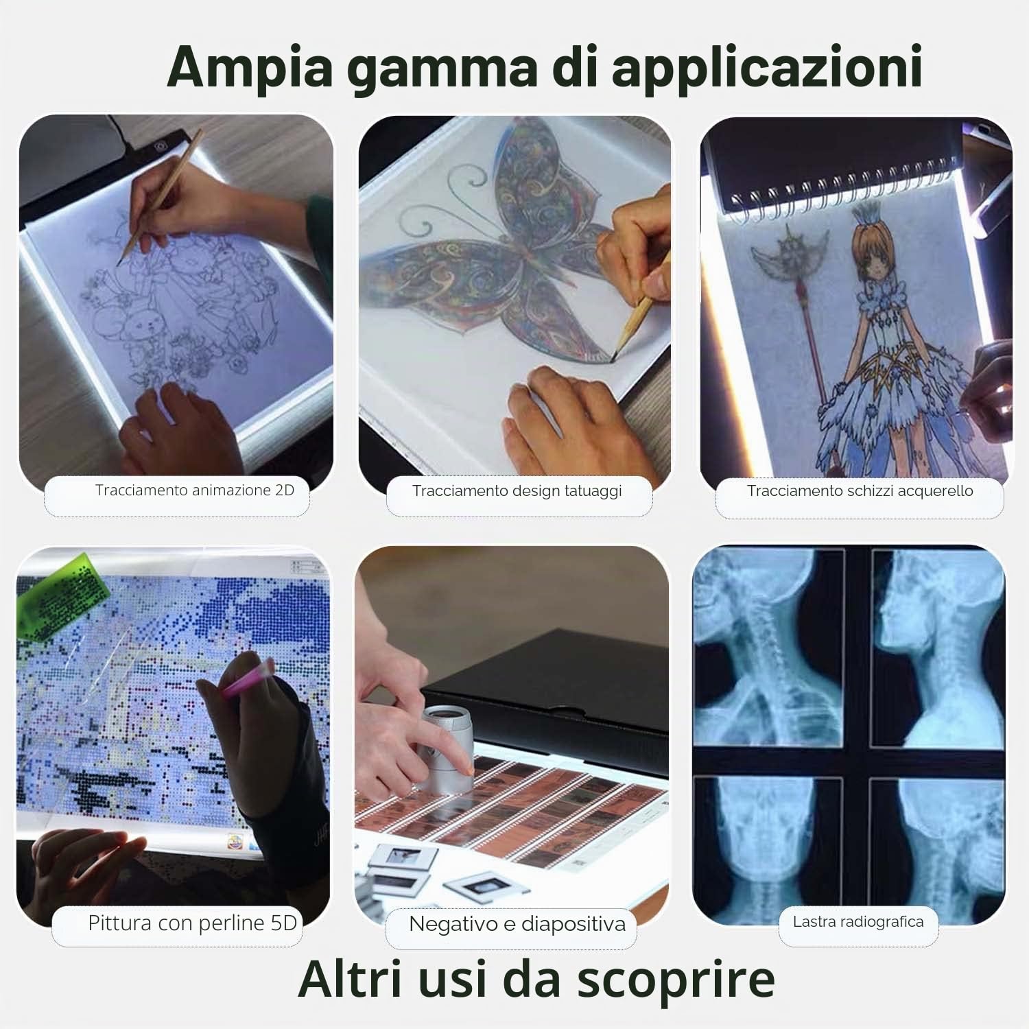 Tavoletta Luminosa A3 Led Magnetico, Scatola Luminosa di tipo C Luce Pad per Artcraft Tattoo Acquerello Copia Quilting Tracing Painting Light X-Ray w/Artist Guanto e Borsa di immagazzinaggio