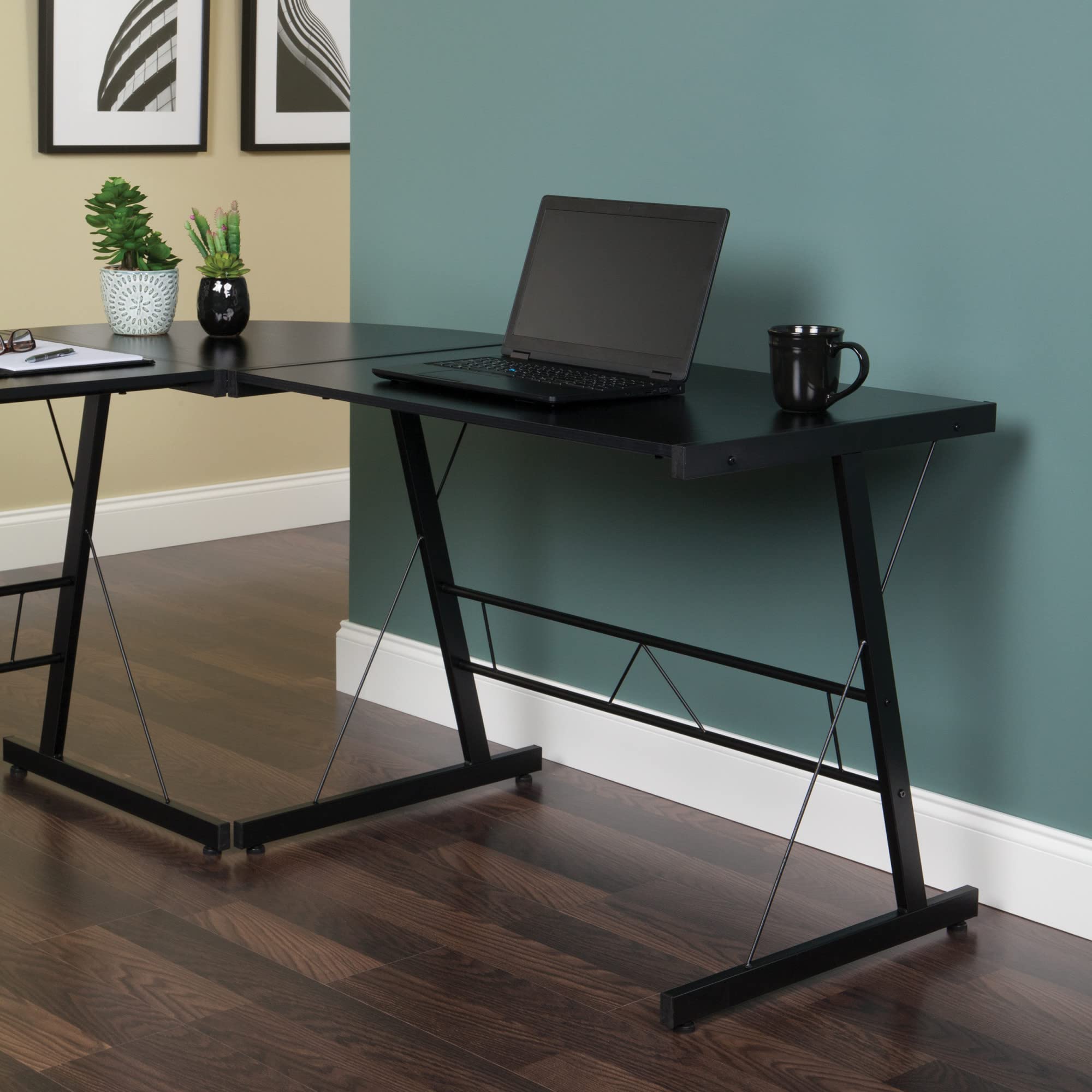 OFM ESS Collection Metal Frame LShaped, Corner Computer Desk, 60", Black Buy Online in South