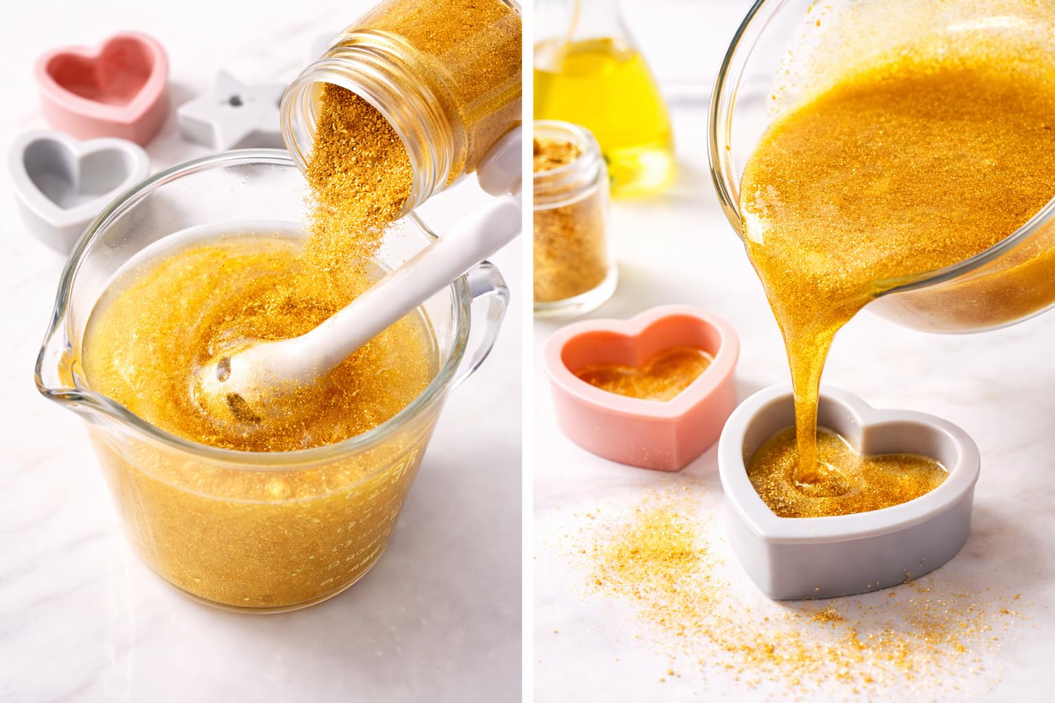 Mica Powder Mica Pigment 50g Powder for Epoxy Resin,Soap Making,Lip Gloss Pigment,Nail Art,Candle Making Slime Dye ((Gold Pack)) 4