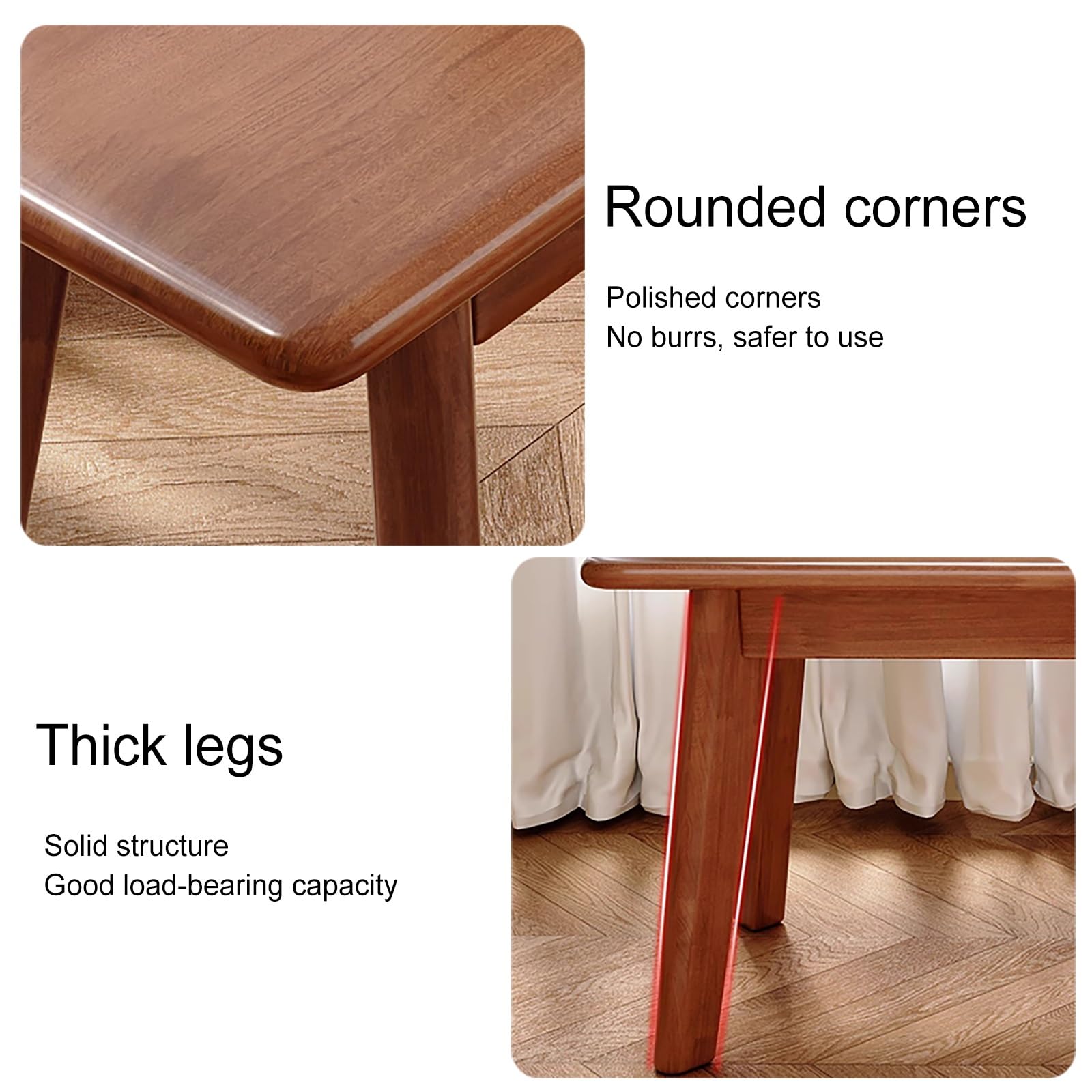 Plank+Beam Mid Century Modern Dining Bench, Solid Wood Entryway Bench with Solid Wood Leg, Long Ottoman Bench for Front Entryway Living Room Dining Room Kitchen(Wood Color,100 * 30cm/39 * 12in)
