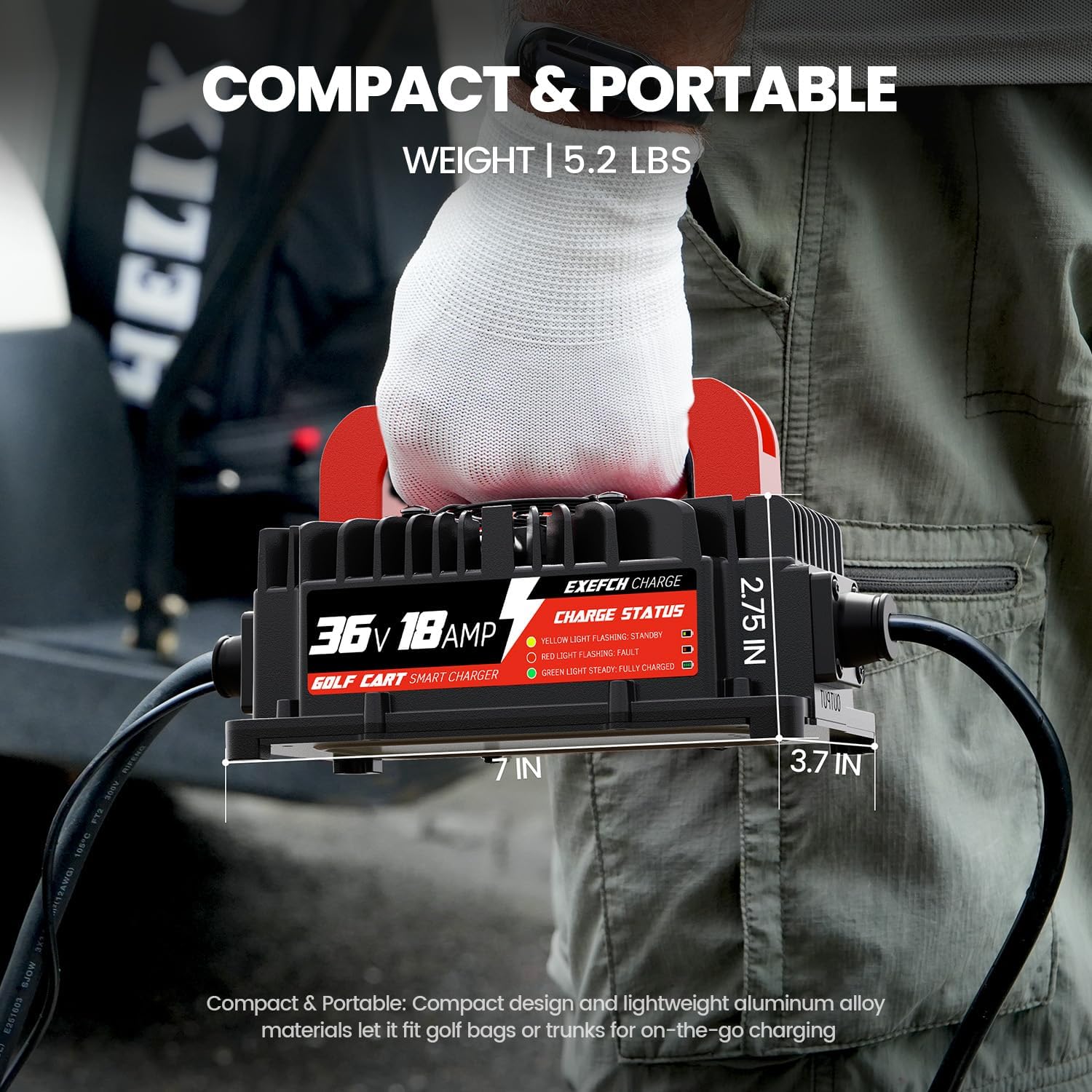 36 Volt 18 Amp Golf Cart Charger for EZGO TXT with D Style Plug Smart trickle Charger with 2-Pin Plug Only for Lead Acid Battery - Image 5