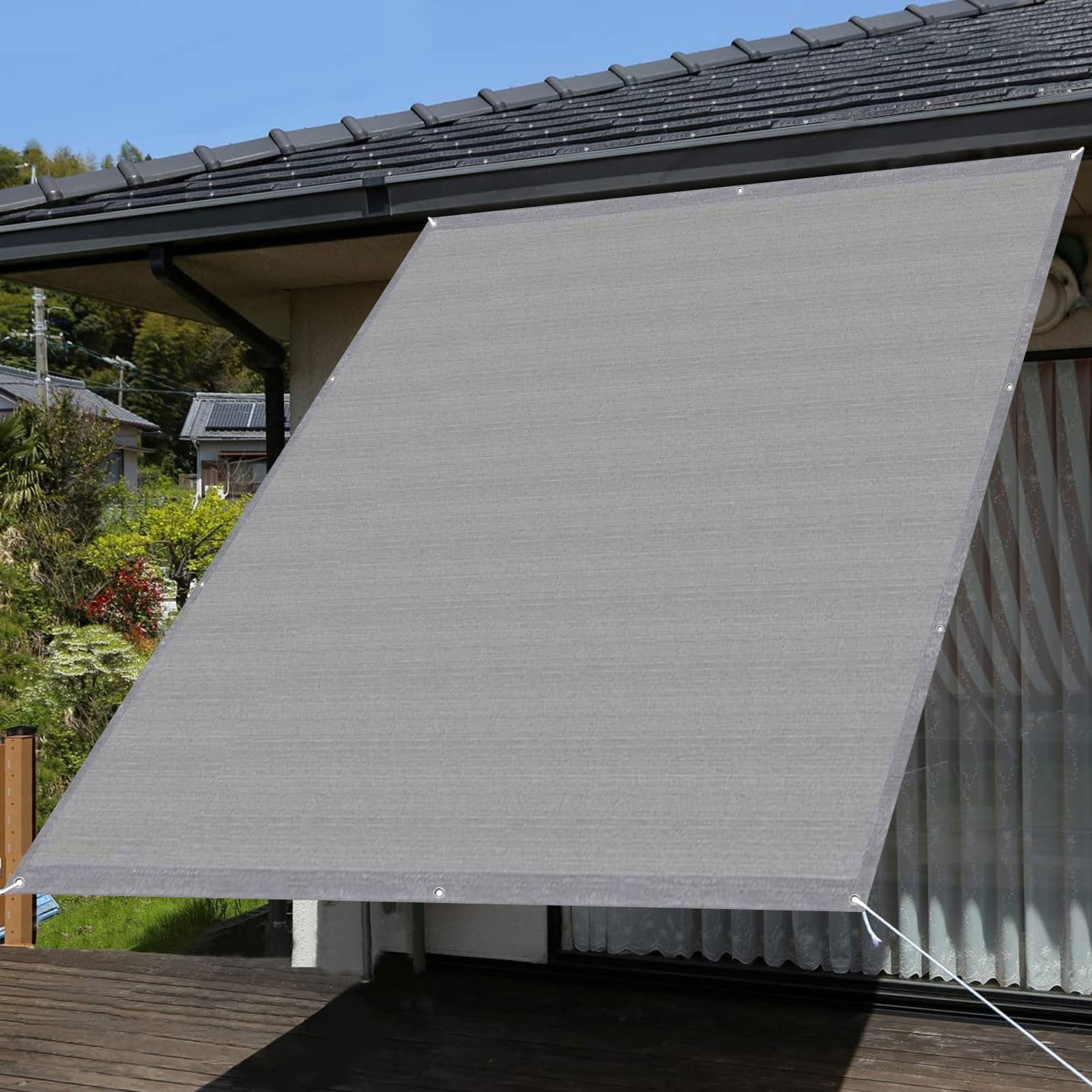 Voile d'ombrage perméable à l'eau et respirant en toile HDPE grise
