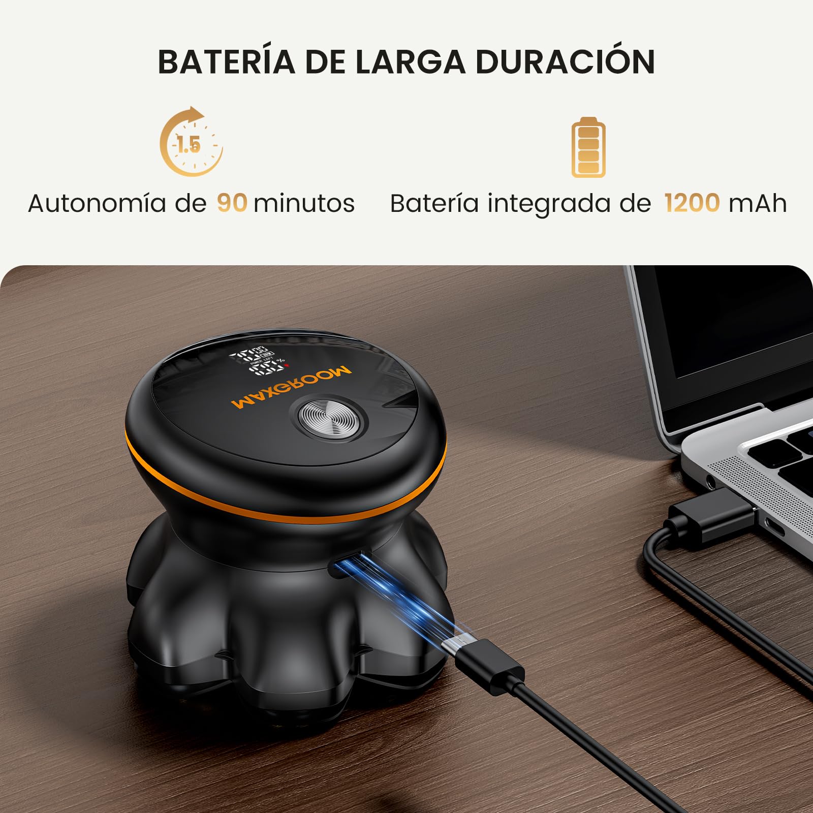 MAXGROOM Afeitadora Cabeza Hombre, Maquina Afeitar Hombre, Afeitadora para Calva en Seco y Húmedo, Batería de Larga Duración, 7 Cabezales, Magnético, 100% impermeable, Color Negro
