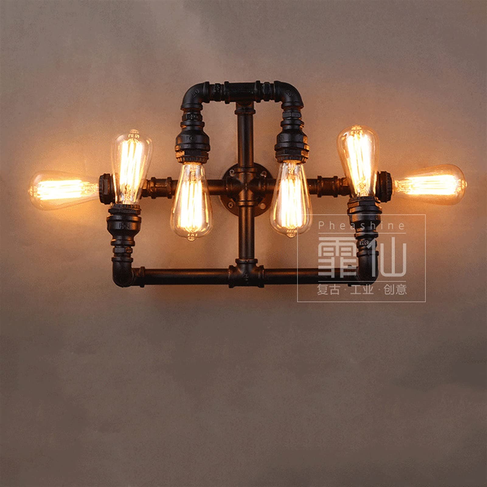 VDOQTLJT European Wall Light American Creativity E27 Restaurant Kitchen Decoration 6-Lights Retro Industry Water Pipe V-intage Lamp Antique St Bar Corridor Aisle Staircase SCO