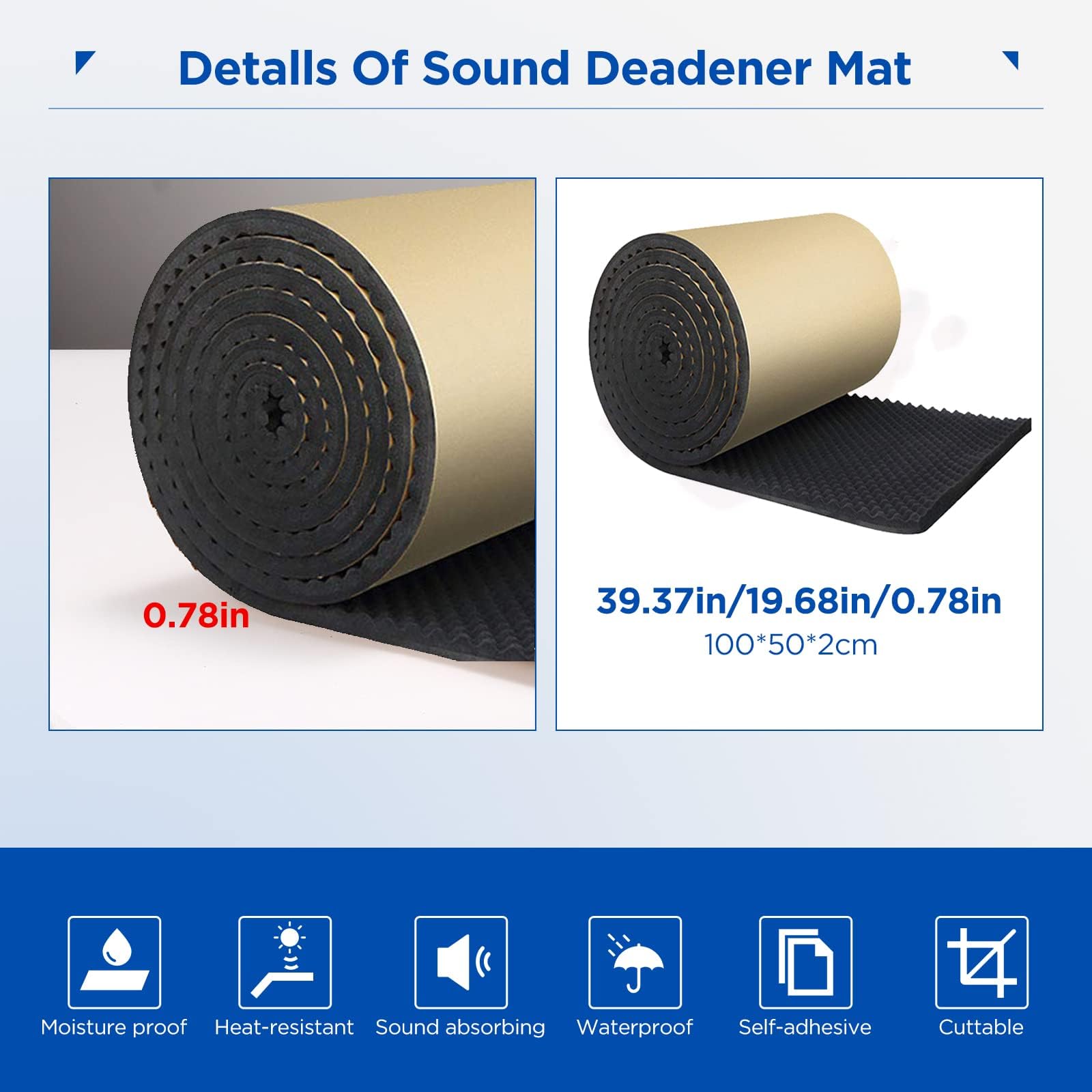 Panneaux de Mousse Acoustique, Anti Bruit Panneau Absorbant Acoustique, Mousse Acoustic pour Podcasting Studios d'enregistrement Bureaux Apprentissage à Domicile (100x50x2cm)