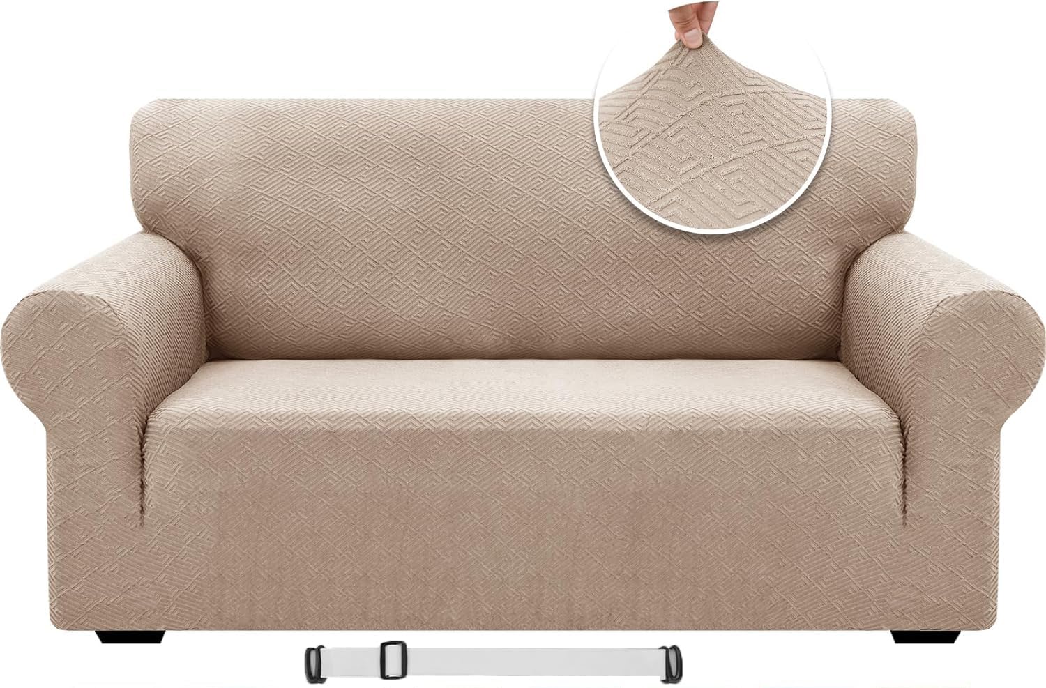 2025 Newest Sofa Cover, High Stretch Large Couch Covers for 1,2,3,4 Seater Pet Dog Cat Proof Oversized Stretchable Slipcover Magic Elastic Furniture Protector (Khaki, 2 Seaters)