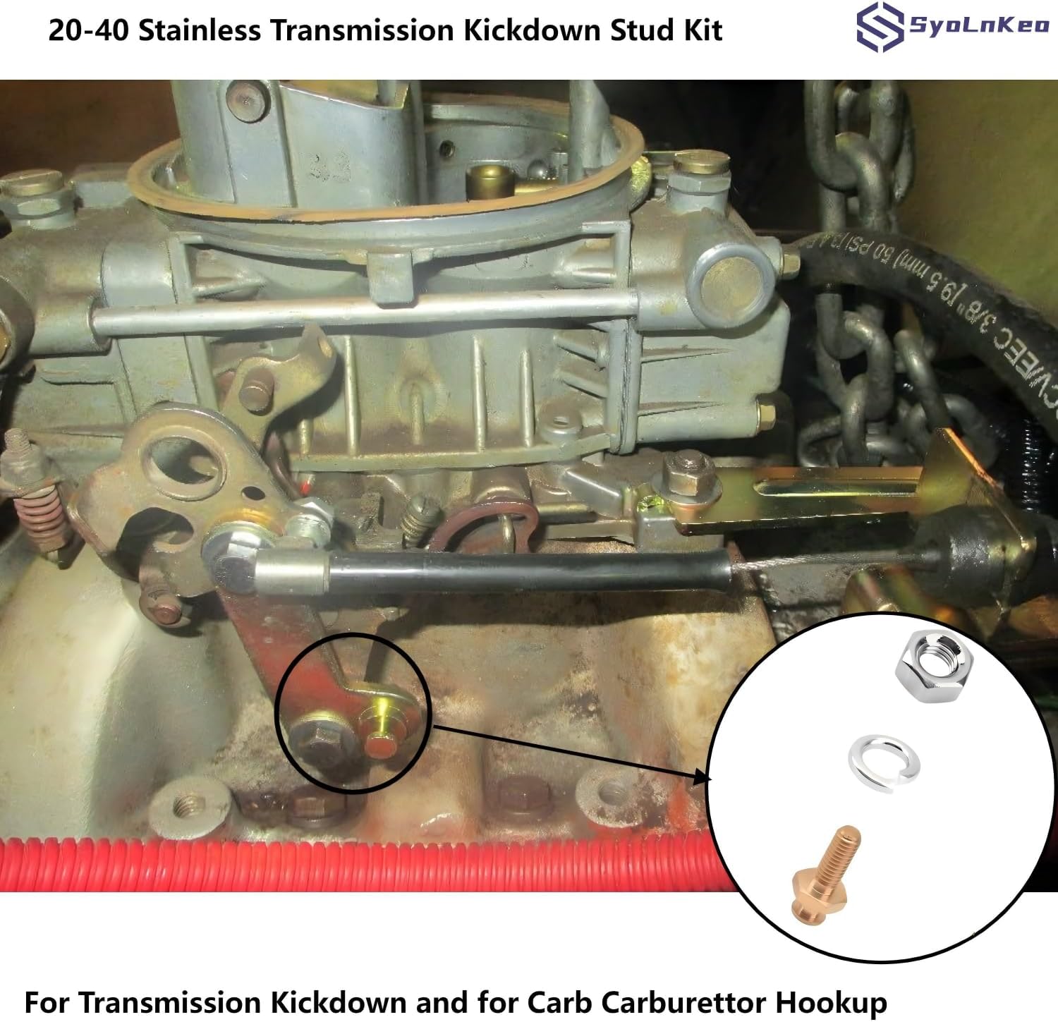 Transmission Kickdown Stud and Throttle Linkage Adapter Kit (20-40 & 8009) Compatible with Chevrolet 1977 and Later Models