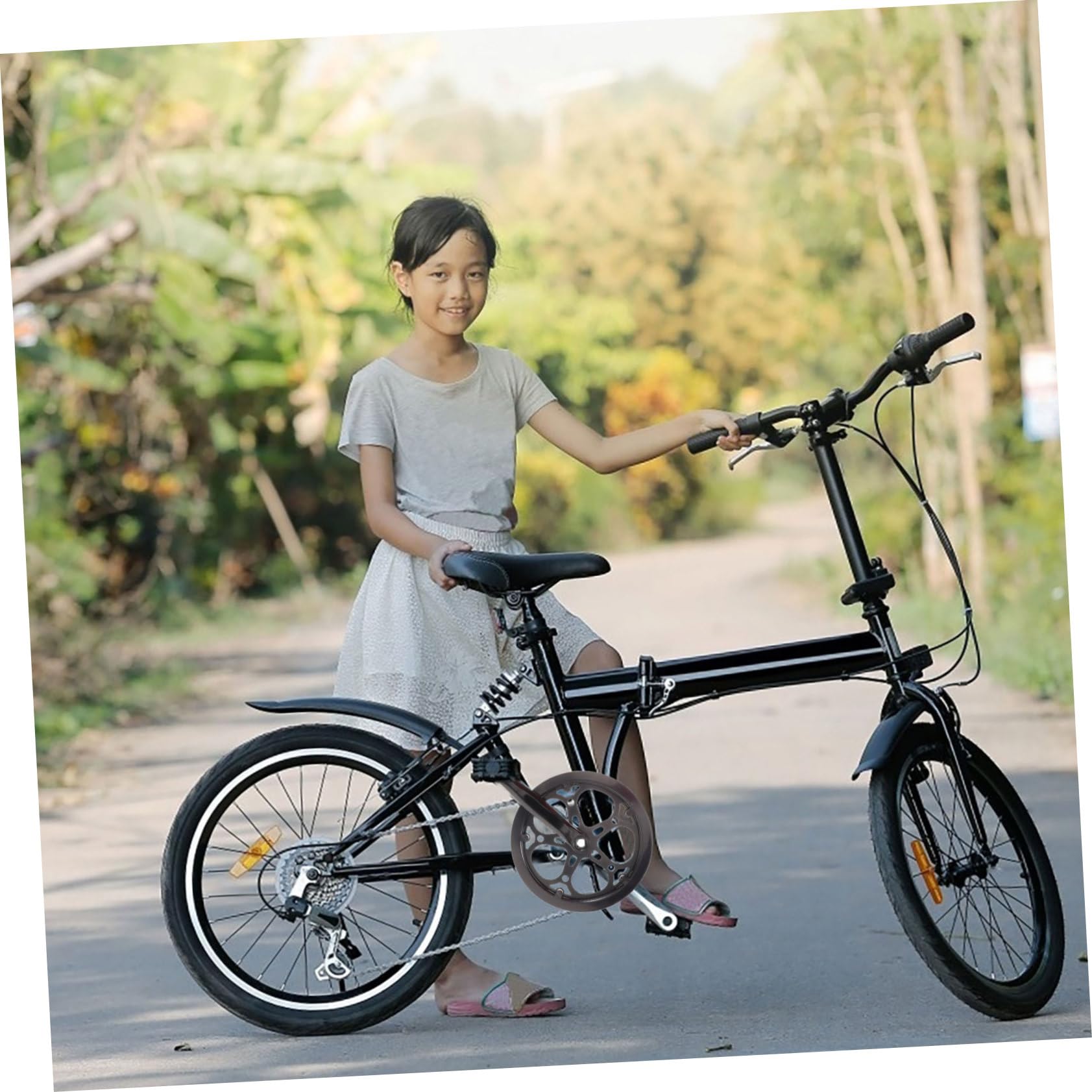 minkissy Guarnitura Pedivella Bici Singola in Ferro Nero 170mm, Resistente all'Usura, Facile da Installare, 52 Denti, per Accessori per Biciclette da Strada