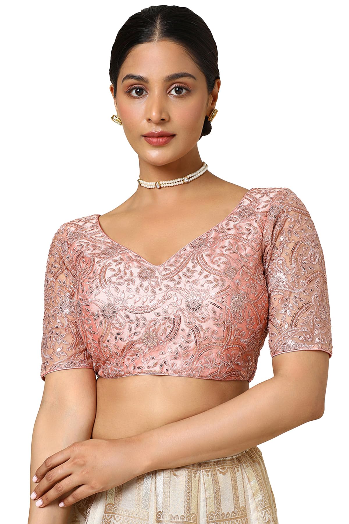 soch Womens Sequin Embellished Net Padded Blouse-picture-22