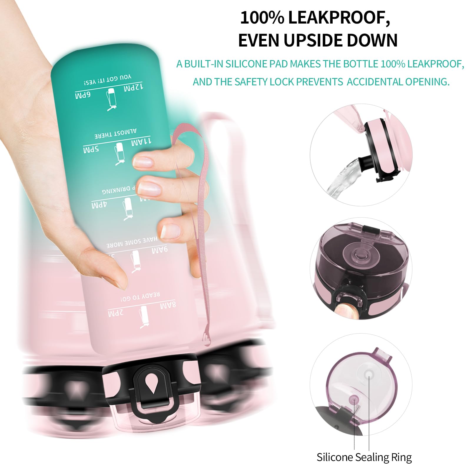 Vikaster Borraccia Sportiva, Borraccia 500ml/1000ml/1500ml, Senza BPA & Prova di Perdite, Bottiglia Acqua Bambini, Bici, Scuola, Palestra, Ufficio, Yoga