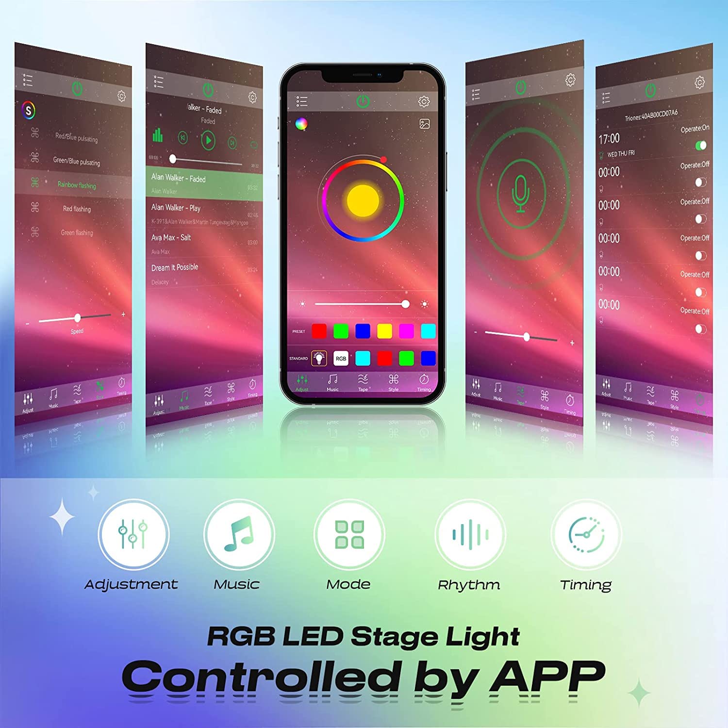 LED Stage Light Bluetooth APP Control LED Par Lights, 36RGB 3-in-1 Uplighting with 16 Million Colors & Timing & Music Sync for Gift Stage DJ Party Bar Wedding Church Christmas Festivals (4 pcs)
