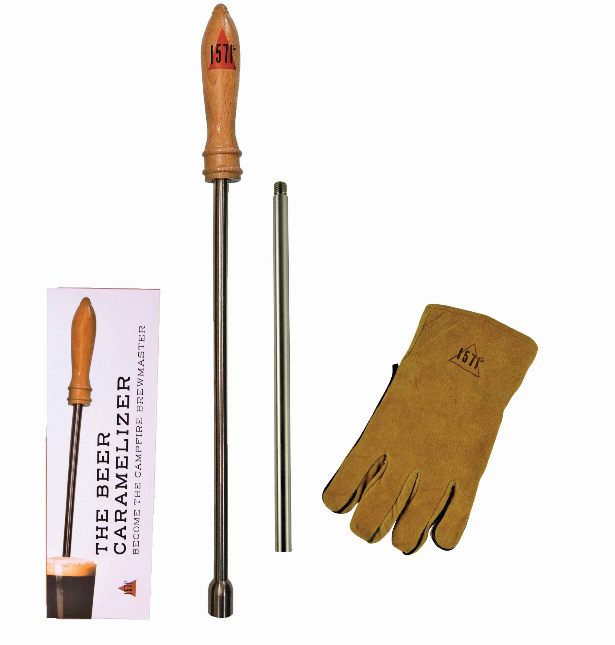 1571F Campfire Beer Caramelizer Poking Tool (W/Extra Rod & Glove) Novelty Beer Accessories for Camping & Home Brewing - Perfect Beer Gifts for Men, Women, Boyfriends, Holidays
