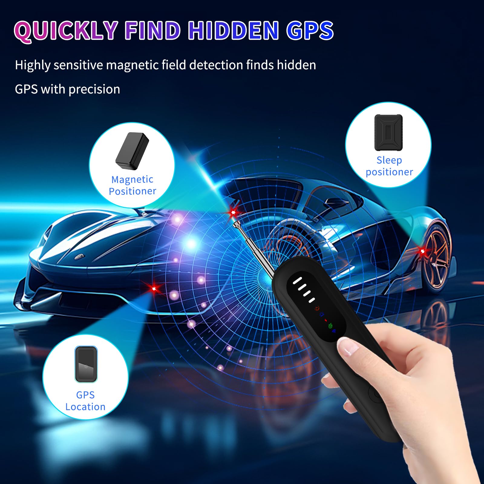 Detecteur de Camera, Détecteur de Caméra Cachée, Scanner de Signal sans Fil RF, Anti-Espion GPS Tracker Scanner Détecter pour Bureau, Hôtel, Maison