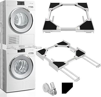 Washer and Dryer Stacking Kit - Universal Stacking Kit with Pull-Out Drying Rack for Laundry Room - Adjustable 24" - 29" - Space-Saving