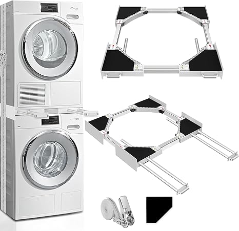 Washer and Dryer Stacking Kit - Universal Stacking Kit with Pull-Out Drying Rack for Laundry Room - Adjustable 24" - 29" - Space-Saving