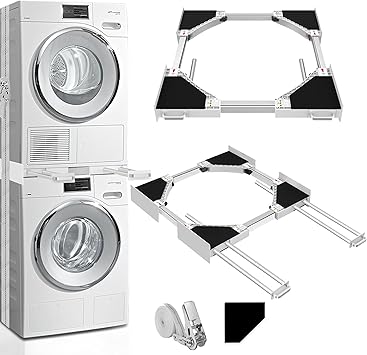 Washer and Dryer Stacking Kit - Universal Stacking Kit with Pull-Out Drying Rack for Laundry Room - Adjustable 24" - 29" - Space-Saving