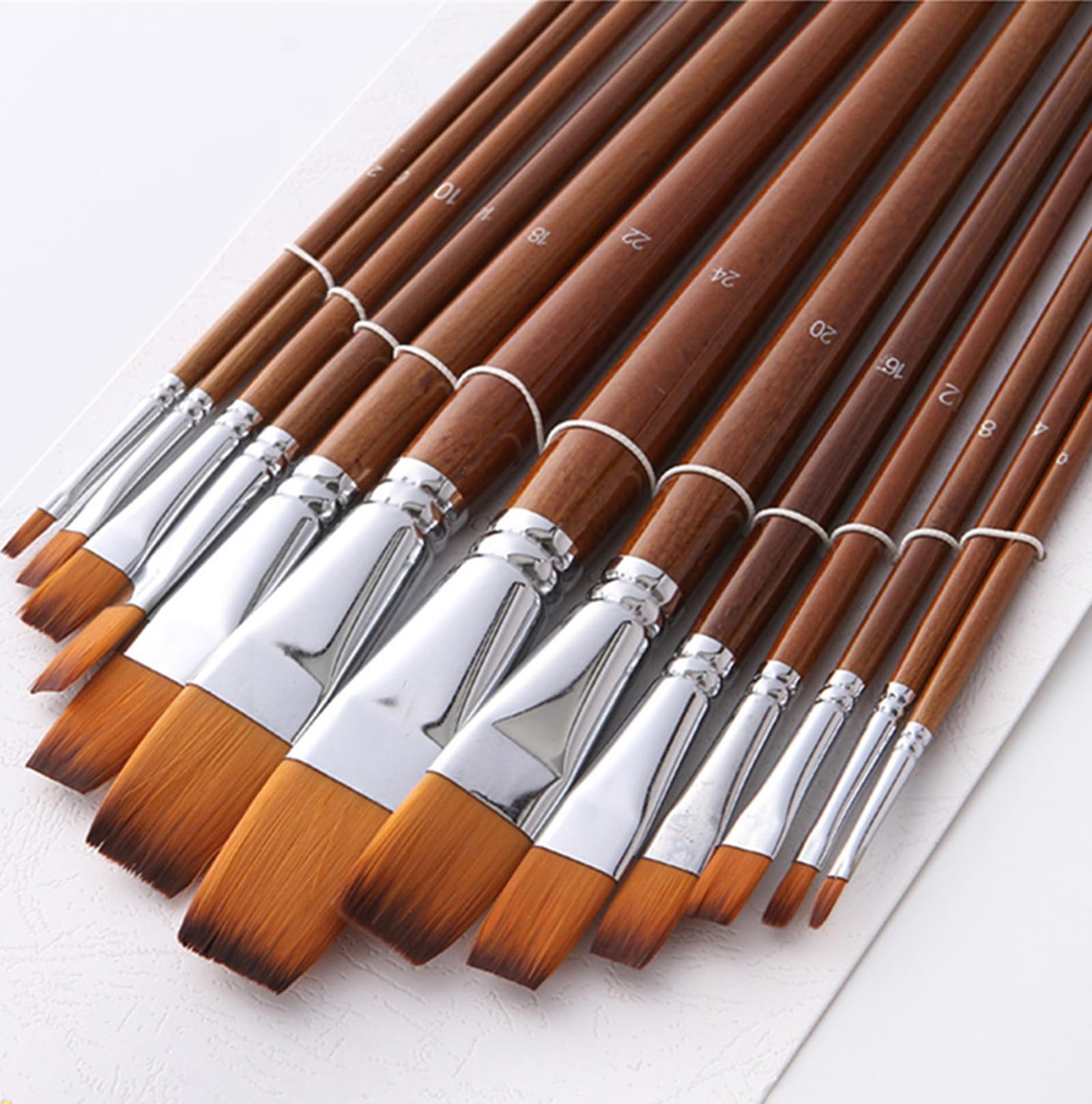 Watercolor Brushes, Paint Brushes 13pcs Long-Handled Flat Paintbrushes Large Artist Acrylic Paint Brush Set for Canvas Painting Oil/Gouache Arts
