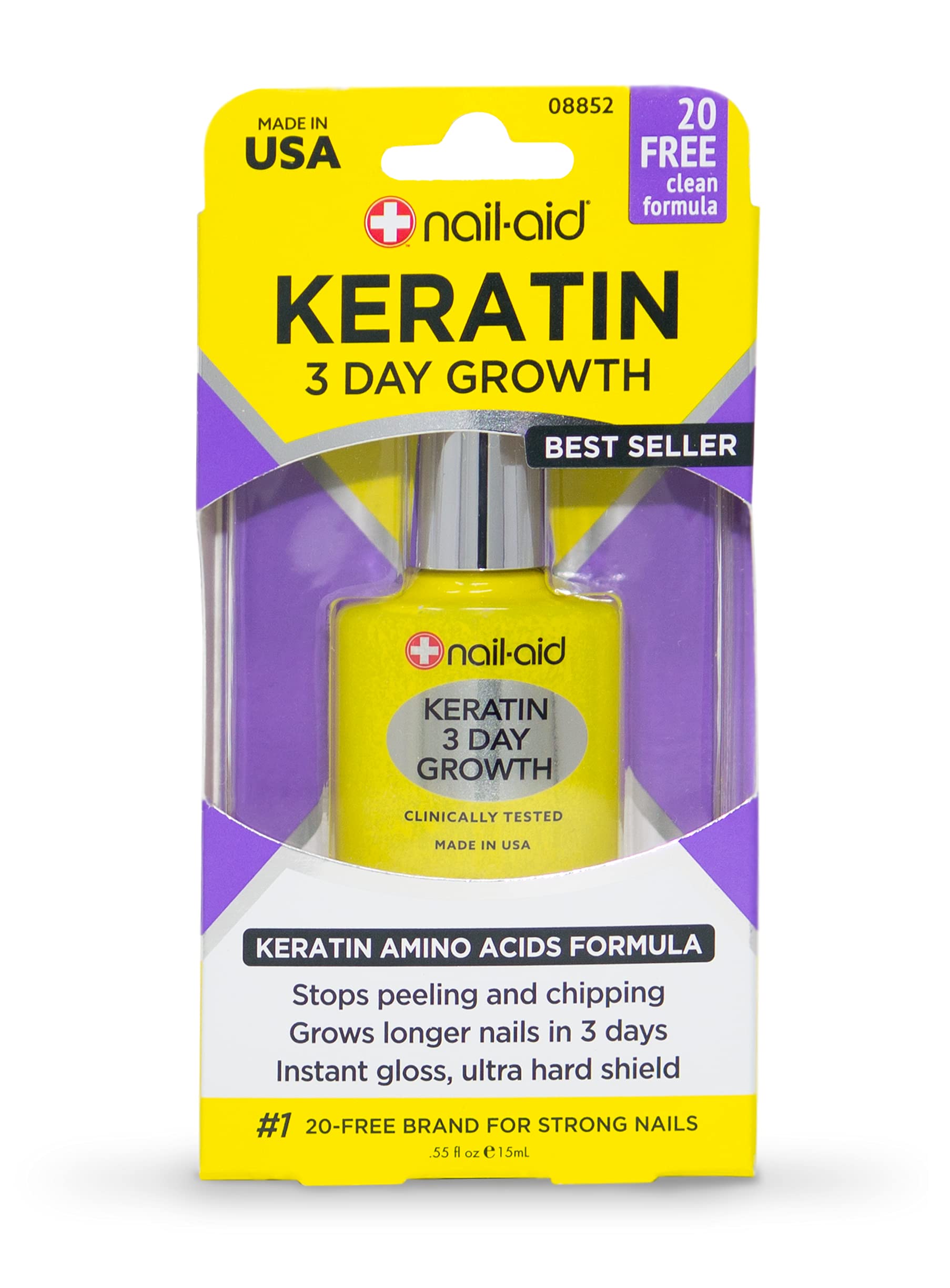NailAid Keratin 3 Day Growth Nail Treatment & Strengthener, Clear, 0.55 Fl Oz Buy Online in