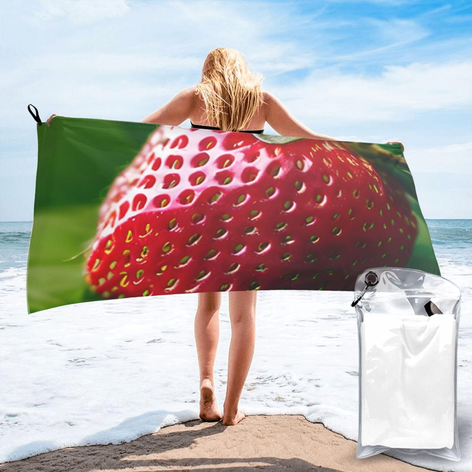 JBJGKHLP Strawberry Print Quick Dry Portable Towel For Beach Camping Hiking Yoga Fitness Outdoor Adventures