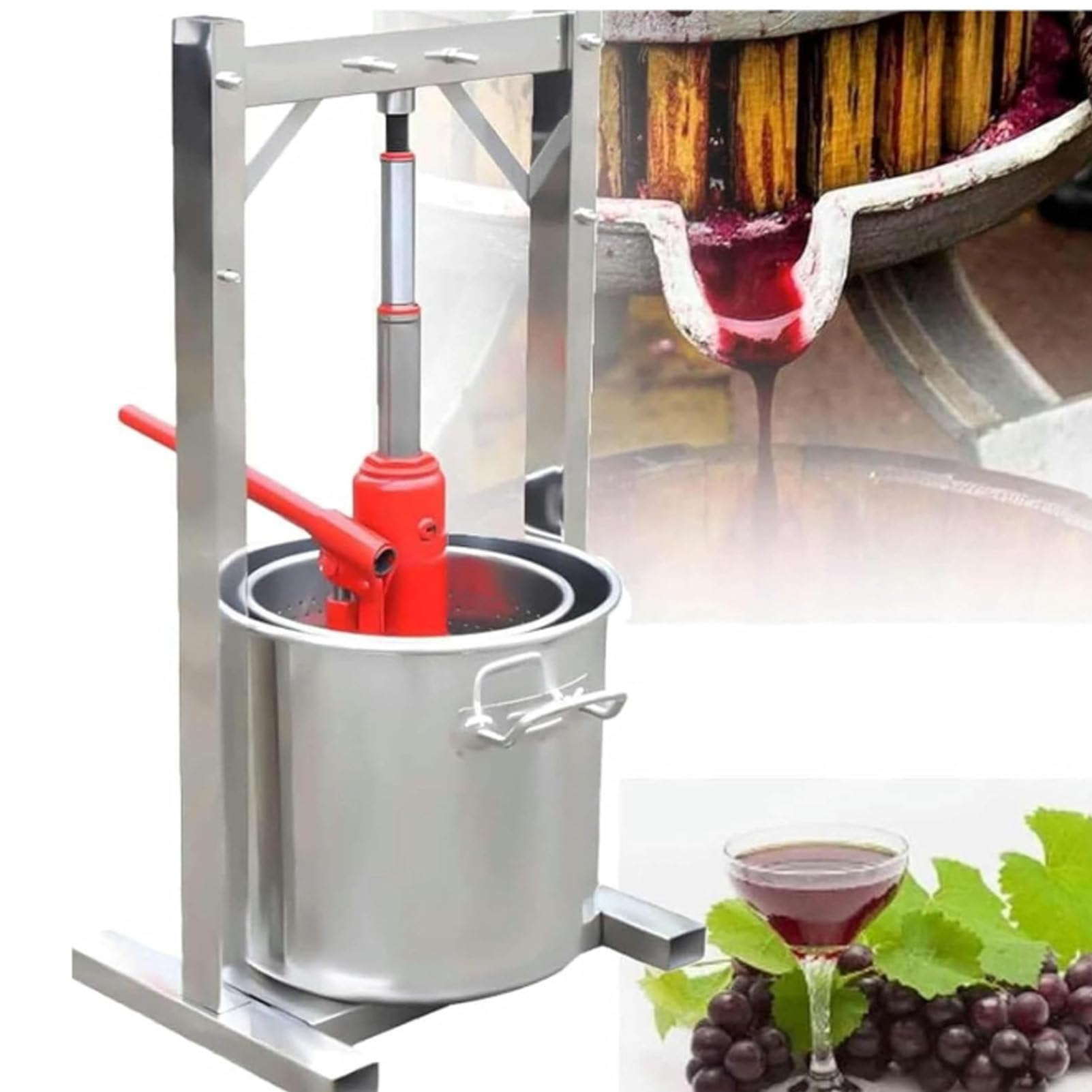 Hydraulische Fruchtpresse für Apfeltraubenbeerensaft, Edelstahl, leicht zu reinigen, mit Filtereimer