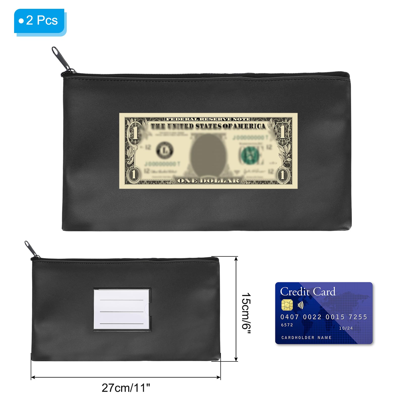 PATIKIL 11x6 Money Bank Deposit Bag with Zipper - Image 2