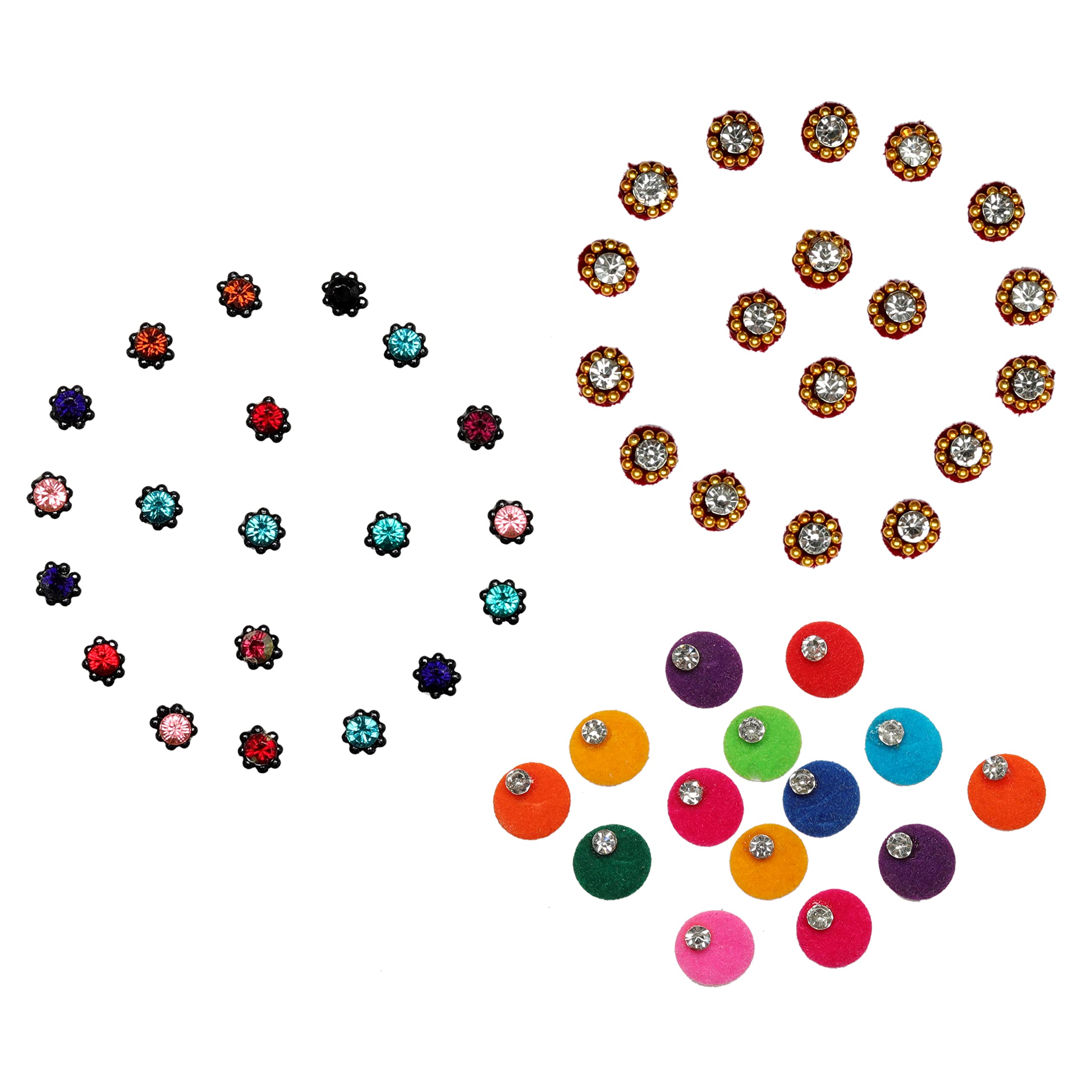 Bindi Pack of 3 Crystal Indian Bindis for Forhead Designer Bindi face Jewel Forehead Tika Multicolored Stickers Round Stone Bindi Women Gift on New Year Festival