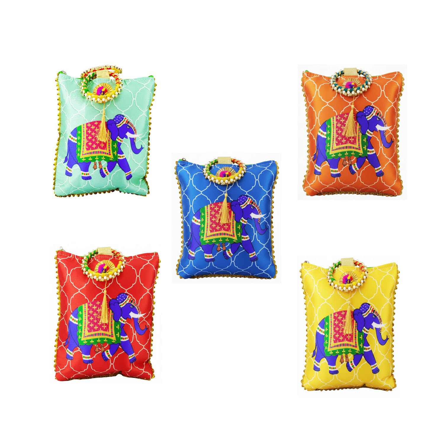 UR LITTLE SHOP Traditional Potli Gift Bags with Zip Closure & Bangle Handle| Return Gift Bags for Weddings, Pooja, Baby Shower, Housewarming, Festivals, Functions & Daily Use-image-45
