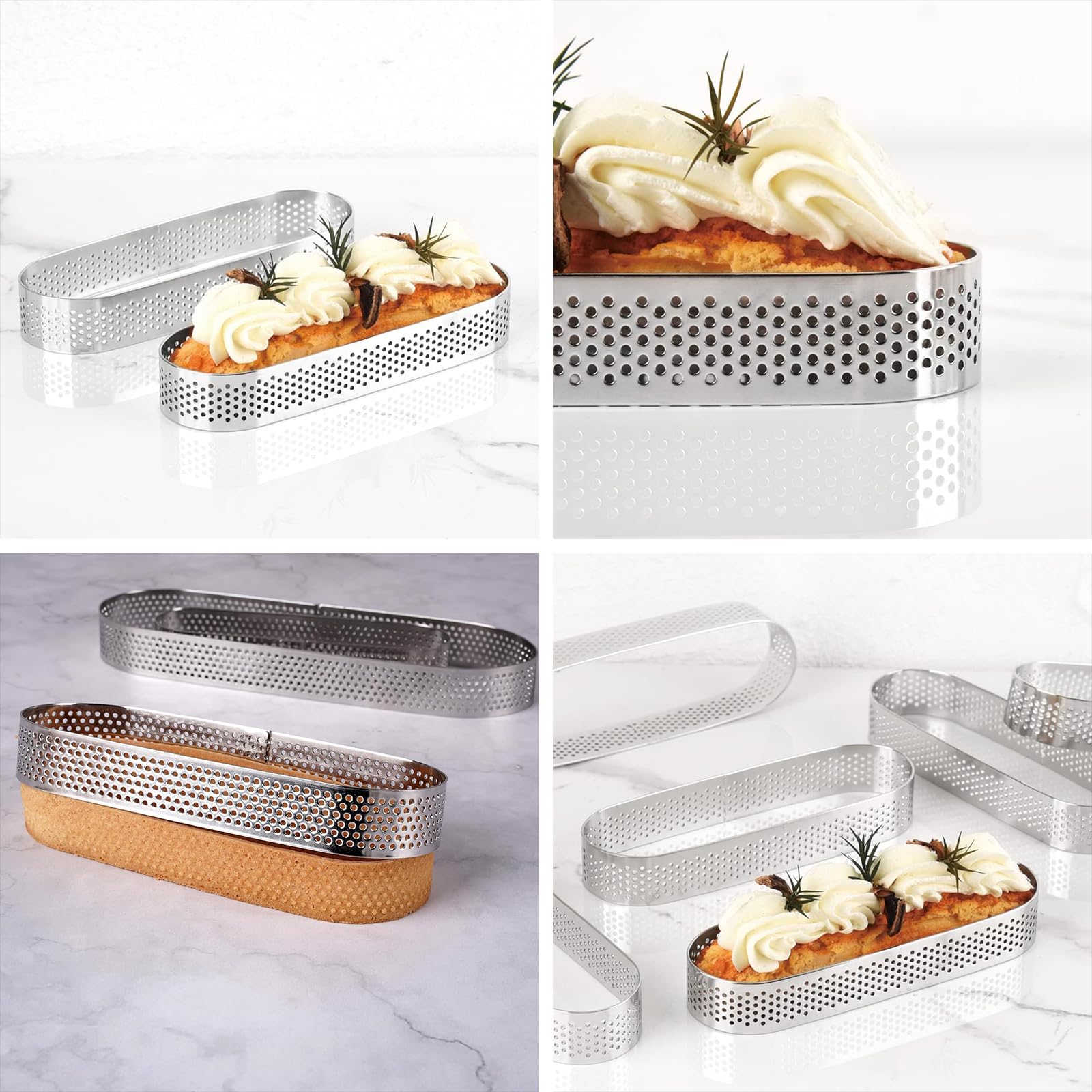Set per Decorazione Torte 6 8 10 cm Acciaio inossidabile Acciaio inossidabile Mold Anello Tartlet Cake Mousse Mousse Cookie Biscotti Pasticceria Cerchio Cutter Torta Anello perforato Stampini per Bisc
