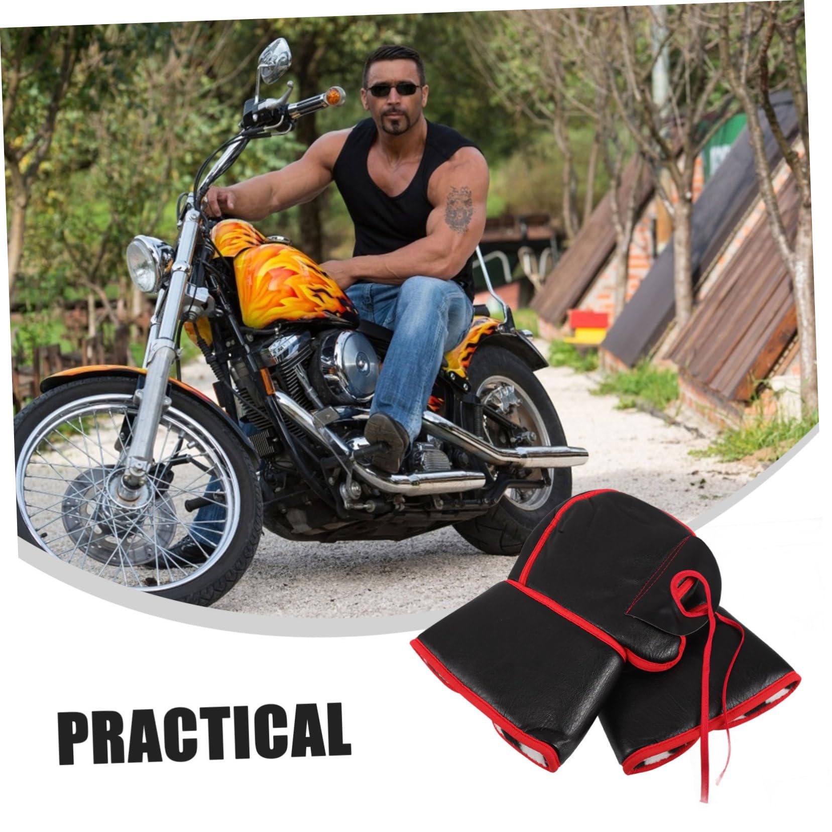 1 Par de Fundas para Puños de Motocicleta de Pu Negro