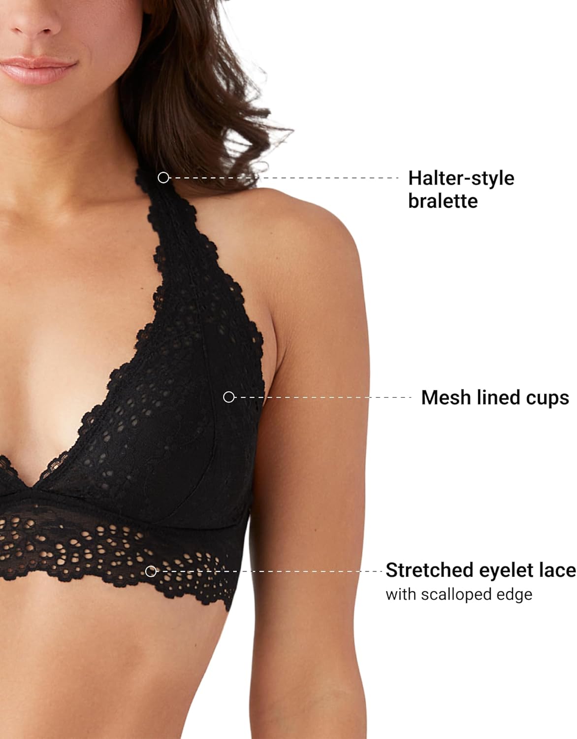 b.tempt'd Womens Inspired Eyelet Unlined Halter Bralette, 910319 - Image 3