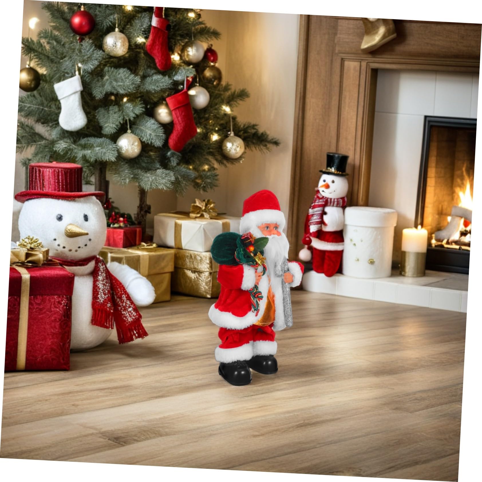 HEMOTON Muñeco Eléctrico de Papá Noel con Música Decoración Navideña para Fiestas Juguete Seguro y Decorativo para Festivo