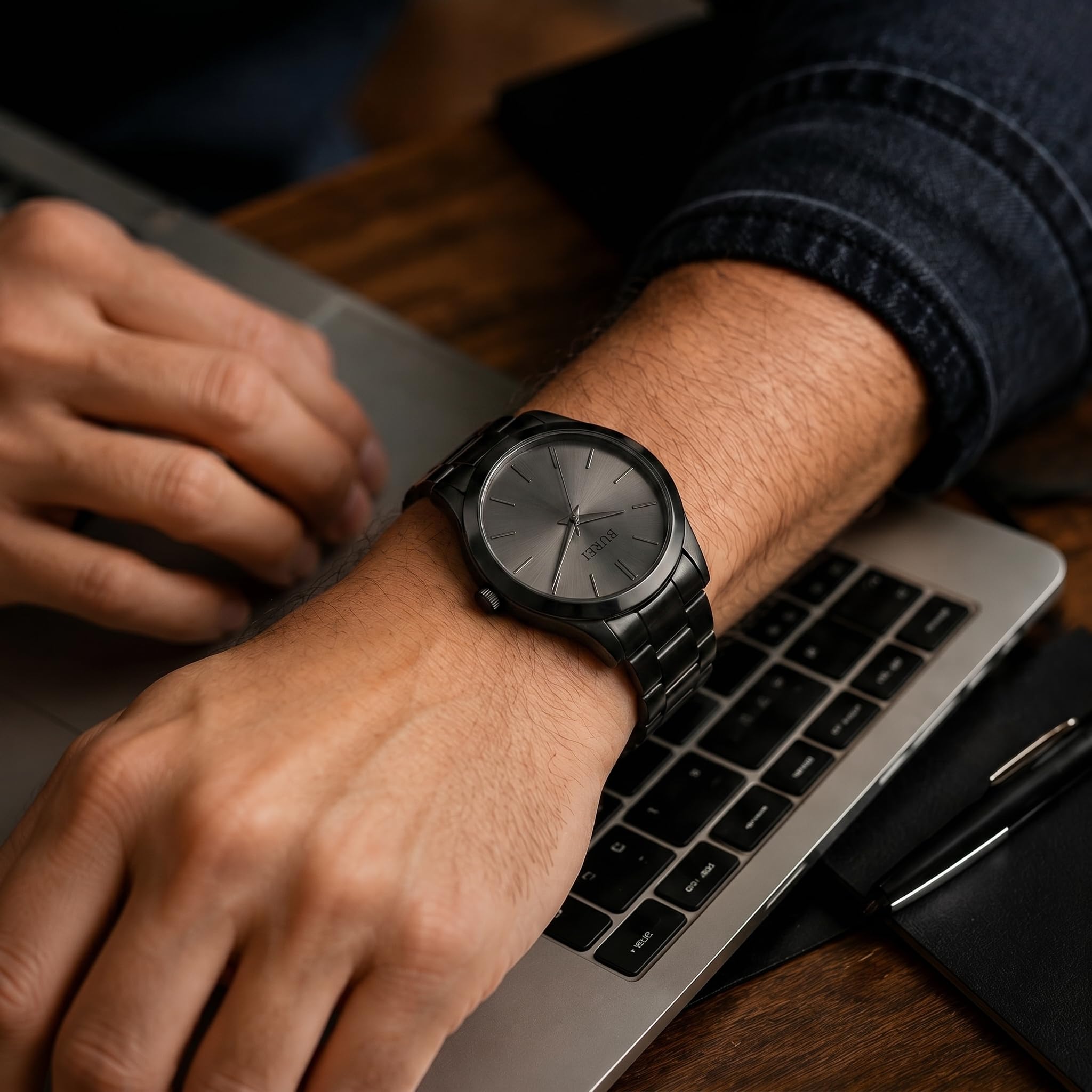 BUREI Reloj de Pulsera de Cuarzo para Hombre, de Acero Inoxidable, con Movimiento japonés, de Lujo, 42 mm