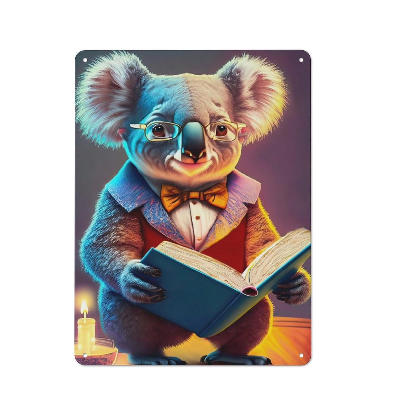 Junmoney Professor Koala Tin Wall Plaque 40X30cm With For Bar Or Restaurant, Housewarming Wall Decor For People Furnishing Bar And Restaurant