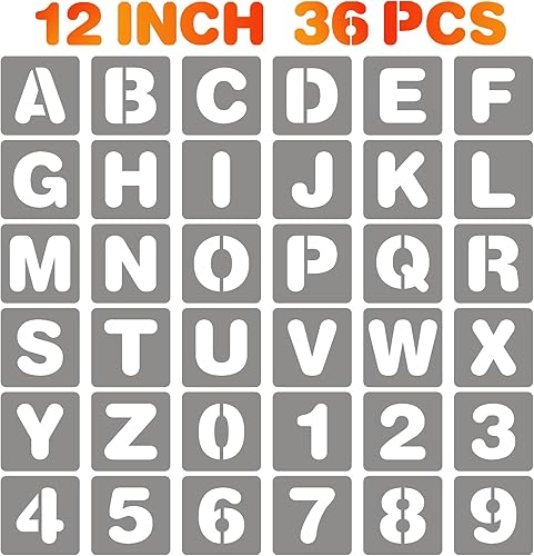 Miniatura 8 de Plantillas de letras y números de 2 pulgadas, 36 plantillas de pintura en aerosol de plástico reutilizables para pintar en madera, pared, tela,