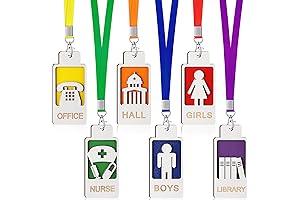 Sabary 6 Assorted Colors Hall Pass Lanyards and School Passes