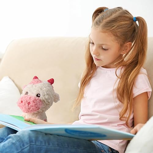 Miniatura 6 de YANJOONJOON Juguetes de peluche de vaca de fresa, animales de peluche suaves y lindos para cumpleaños, muñeca de almohada de vaca Kawaii rosa para