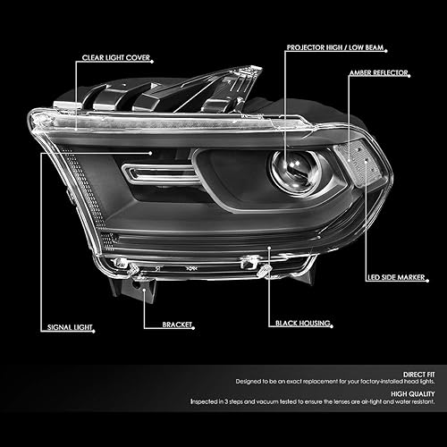 Miniatura 2 de DNA Motoring HL-OH-DDUR14-SM-CL1 Par de faros delanteros estilo fábrica con marcador lateral LED, ahumadotransparente