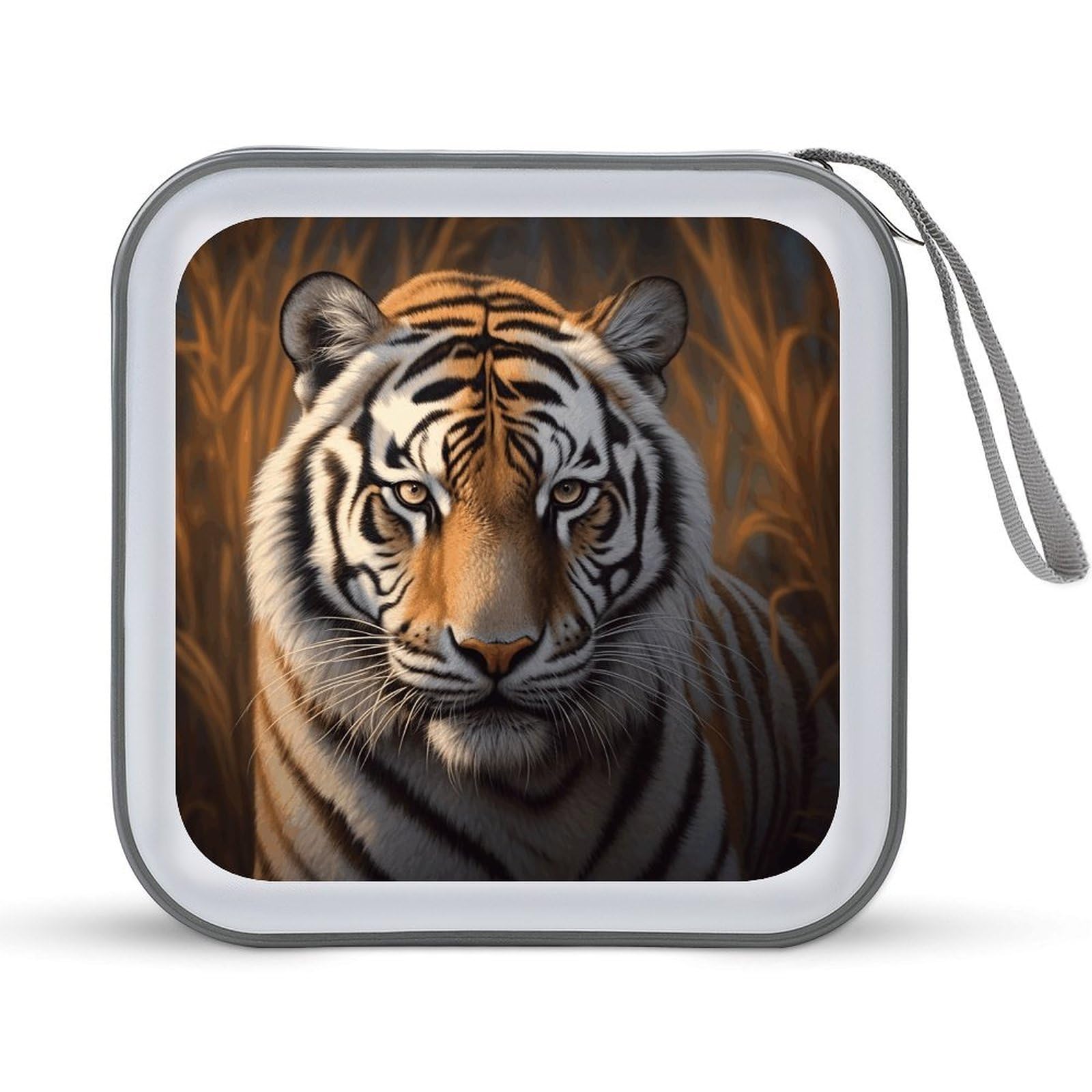 FekiLoot Tiger CD Case 40 Capacity DVD Case Holder Hard Plastic DVD Disc Storage Binder for Car Portable Zipper Disc Storage Organizer Wallet Bag for Home Travel
