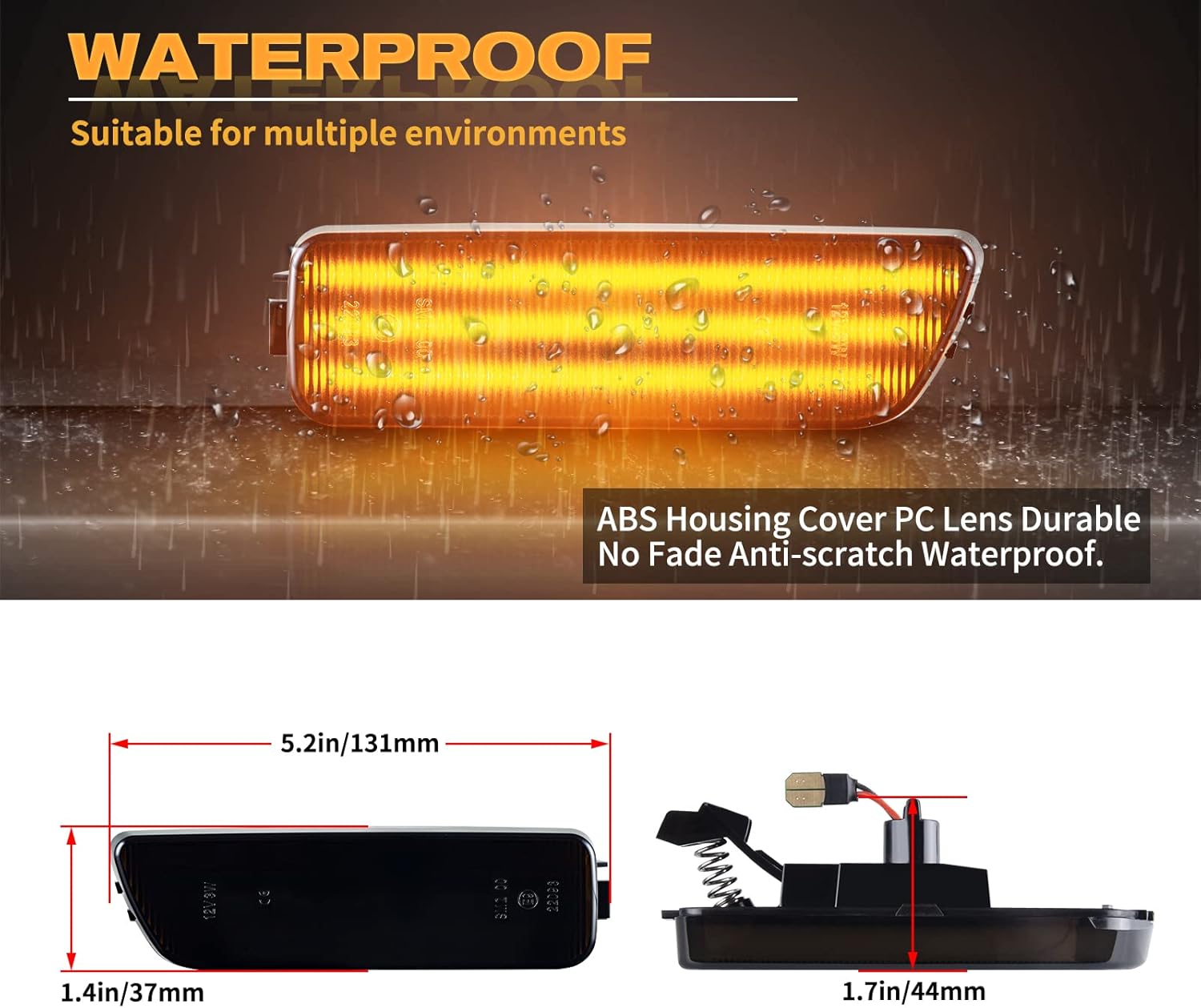 Front Bumper LED Side Marker Light Blinker Signal Lamp Compatible With V-olkswagen1999-2005 G-OLF MK4、JETTA MK4,2000-2003 GTI/R32 MK4,1999-2002 CABRIO Replace OEM Amber Sidemarker Lamp Smoke Lens