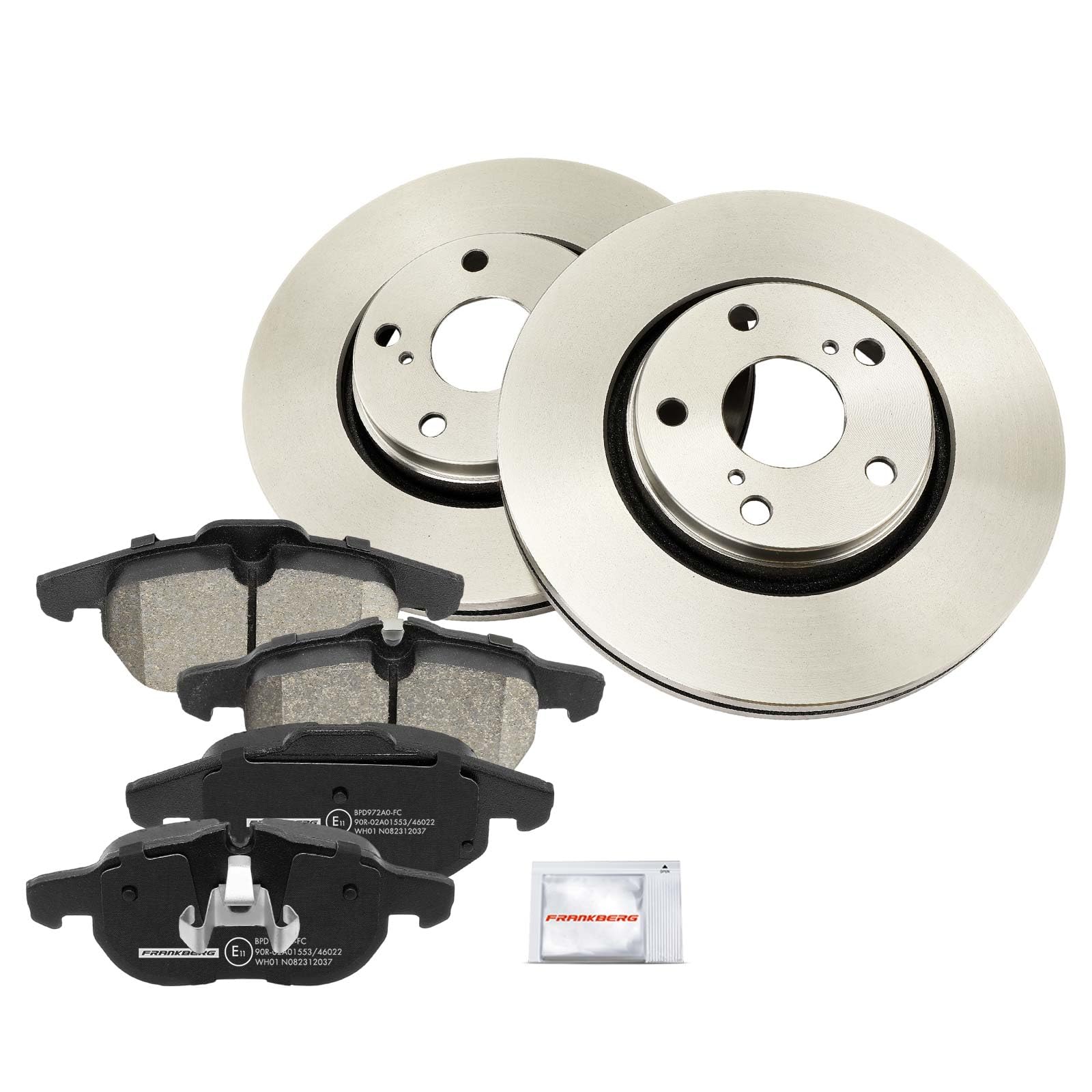 Frankberg 2x Discos de freno + 4x Pastillas de freno Eje delantero Compatible con A.u.r.i.s E15 2.0L 2.2L 2006-2012 A.u.r.i.s Combi E18 2.0L 2013-2015 Verso R2 1.6L-2.0L 2009-2018 Replace# 0446502280