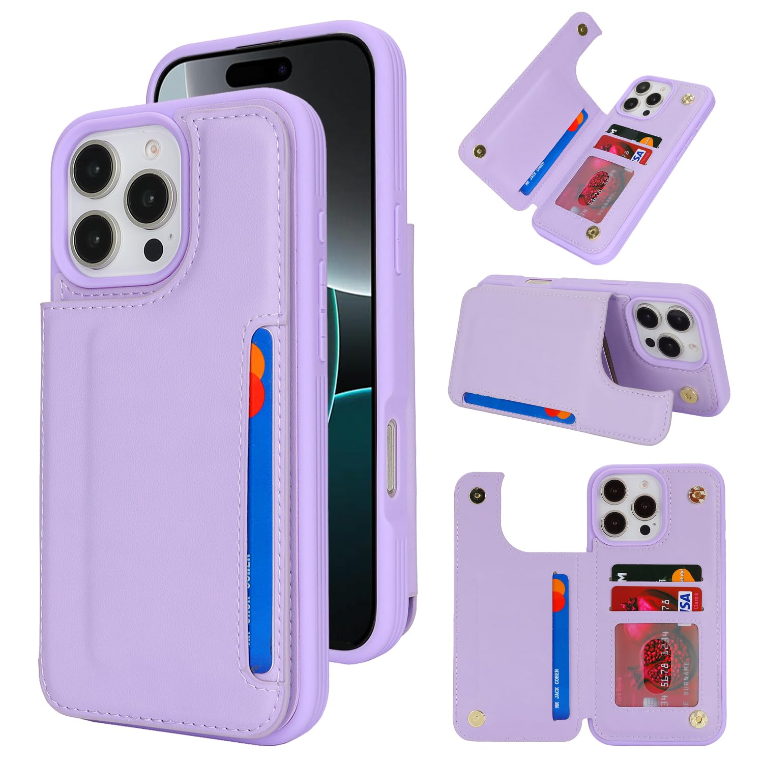 iCoverCase Compatible with iPhone 16 Pro Wallet Phone Case with Card Holder for Women Men, [RFID Blocking] Card Slots PU Leather Protective Wallet