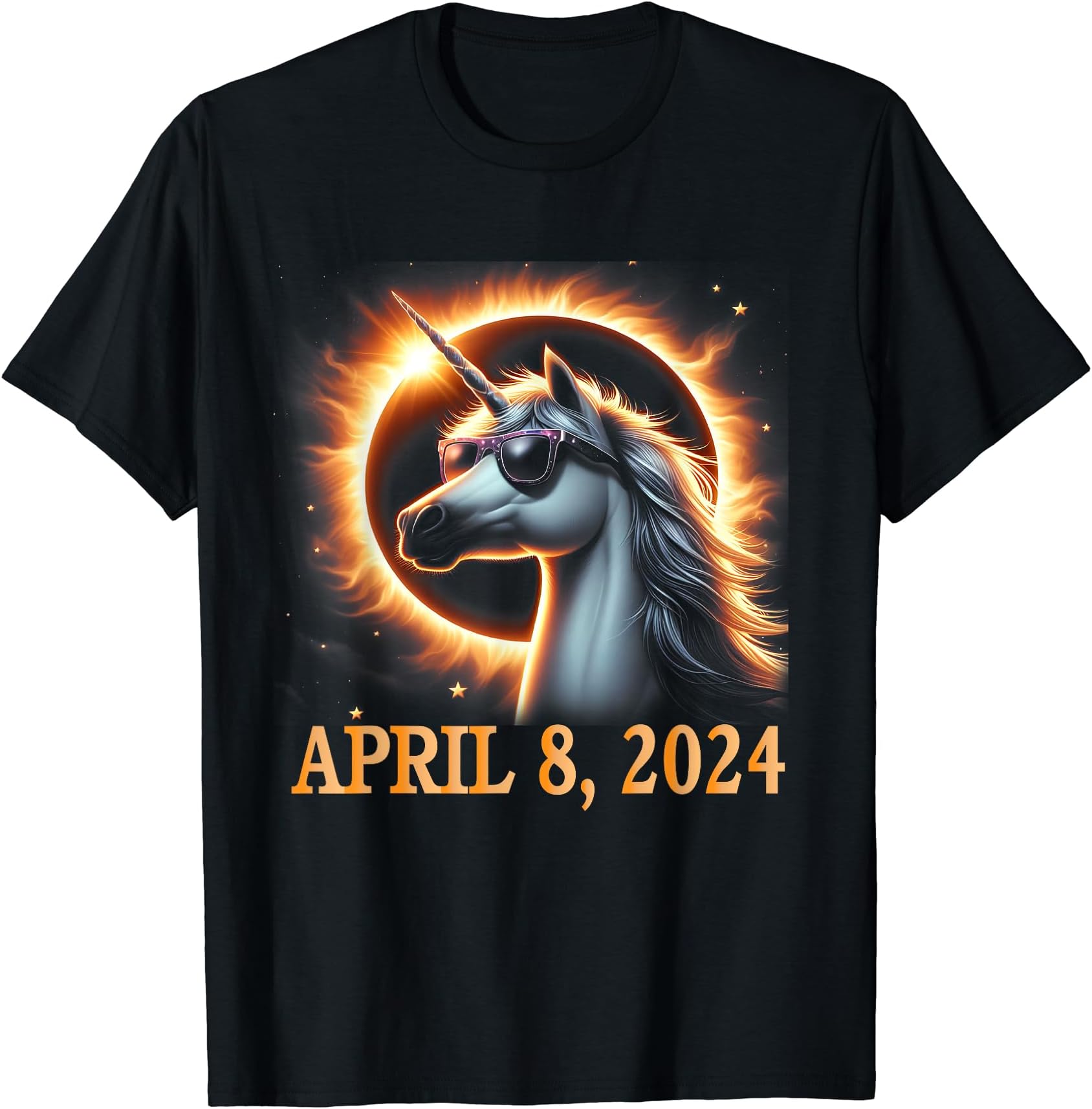 Solar Eclipse 2024 Unicorn Wearing Solar Eclipse Glasses T-Shirt