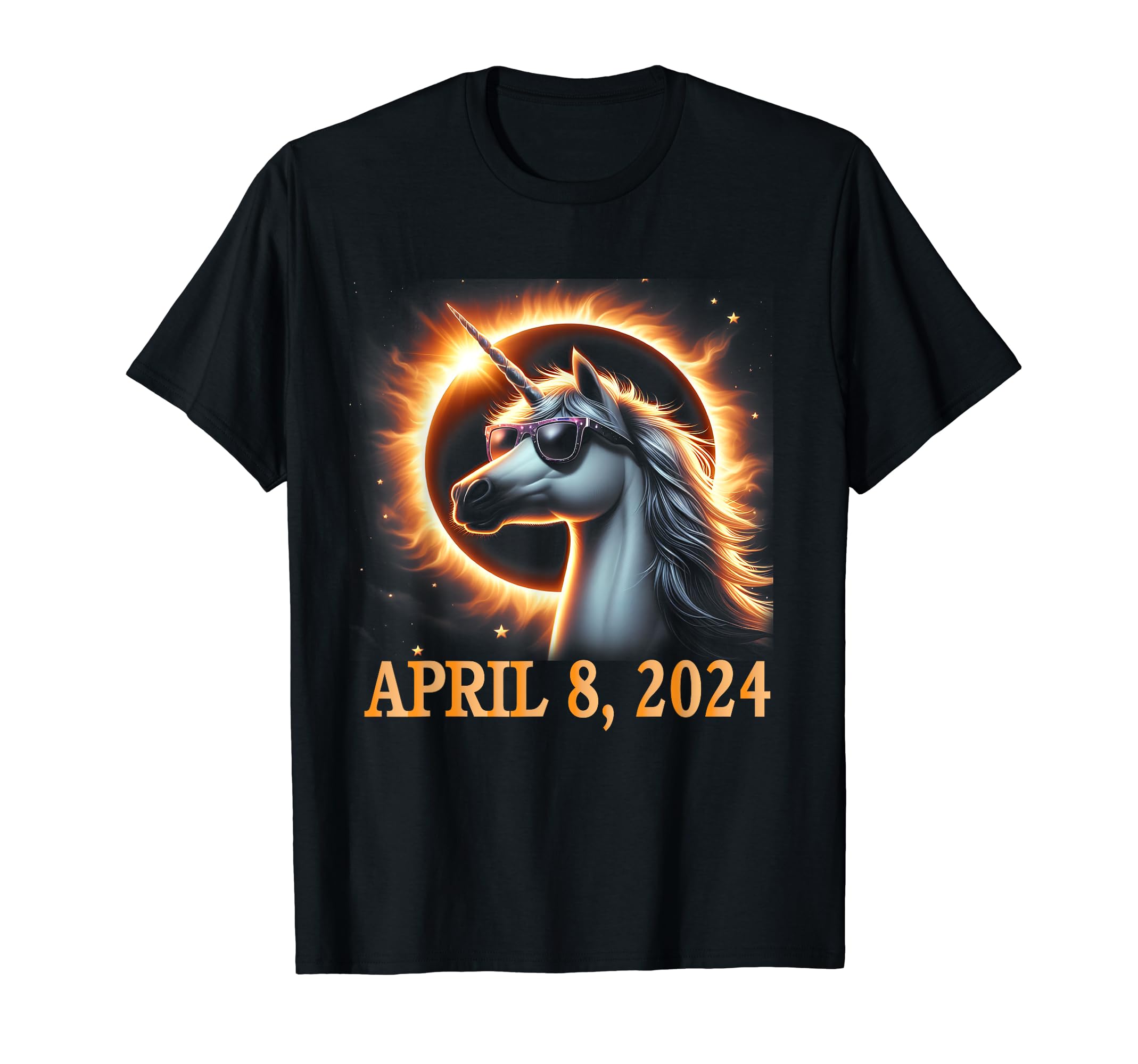 Solar Eclipse 2024 Unicorn Wearing Solar Eclipse Glasses T-Shirt