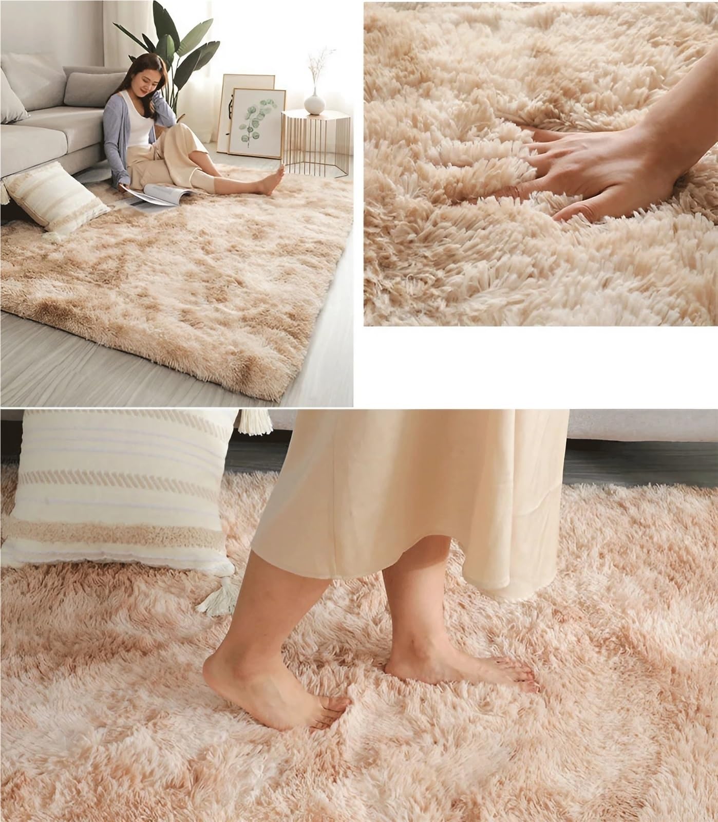 Tappeto Salotto Peloso Morbido, Tappeto Camera da Letto Pelo Lungo Moderno, Lavabile in Lavatrice Antiscivolo, Tappeto Cameretta Shaggy rug Soggiorno Scendiletto(V,200 x 300 cm)